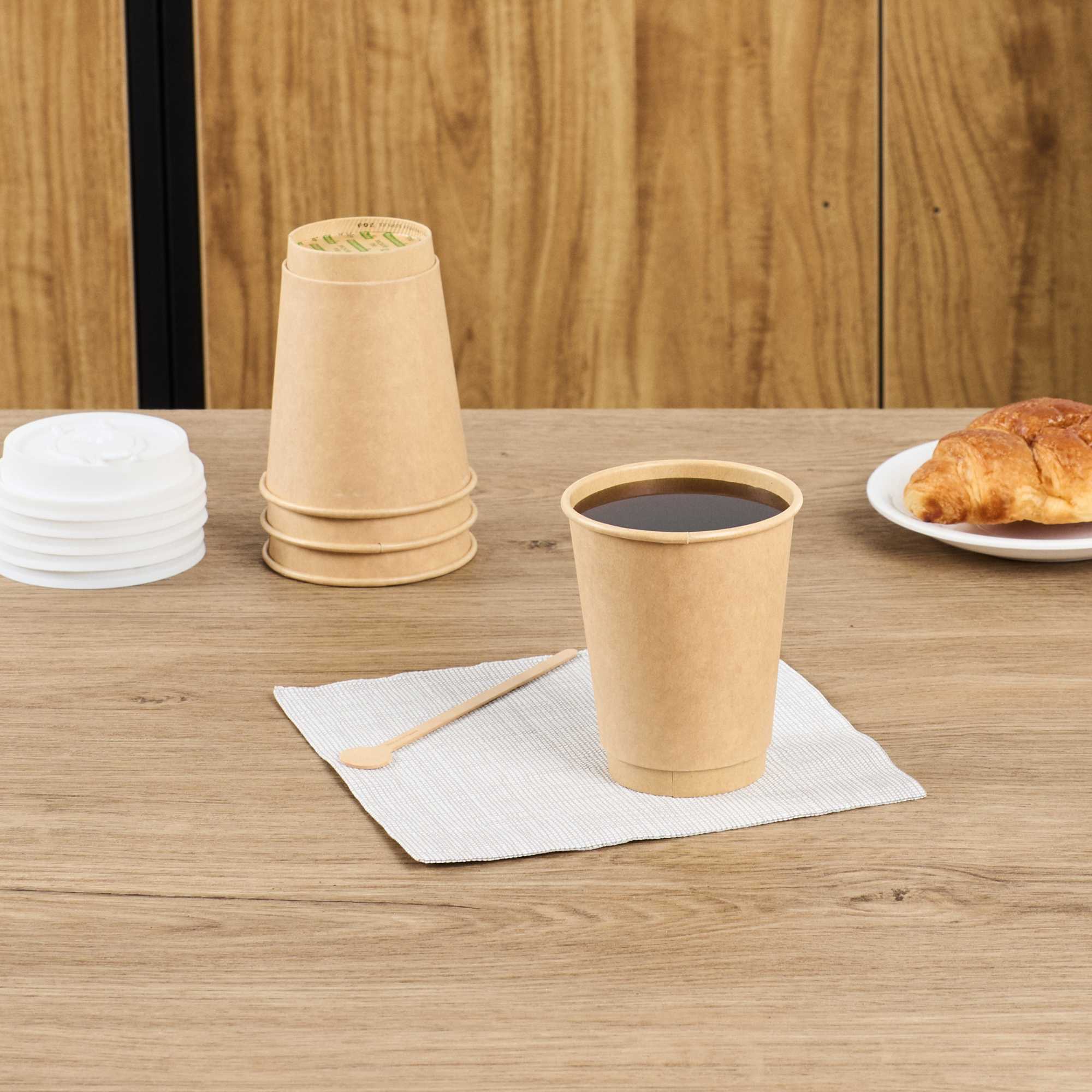 Restpresso 12 oz Kraft Paper Coffee Cup - Double Wall - 3 1/2" x 3 1/2" x 4 1/4" - 25 count box