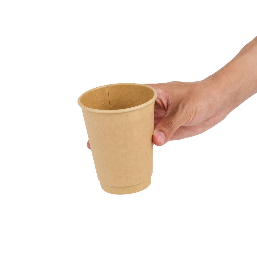 Restpresso 12 oz Kraft Paper Coffee Cup - Double Wall - 3 1/2" x 3 1/2" x 4 1/4" - 500 count box