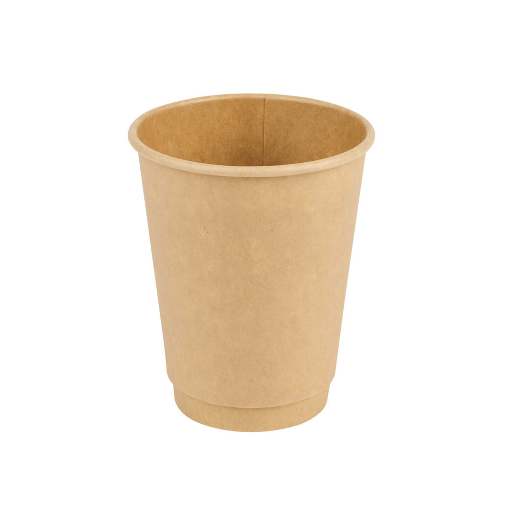 Restpresso 12 oz Kraft Paper Coffee Cup - Double Wall - 3 1/2" x 3 1/2" x 4 1/4" - 500 count box
