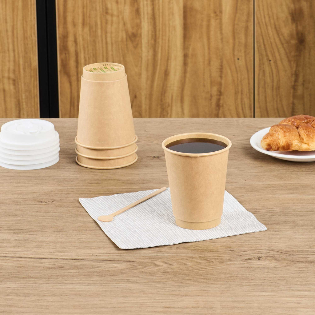 Restpresso 12 oz Kraft Paper Coffee Cup - Double Wall - 3 1/2" x 3 1/2" x 4 1/4" - 500 count box