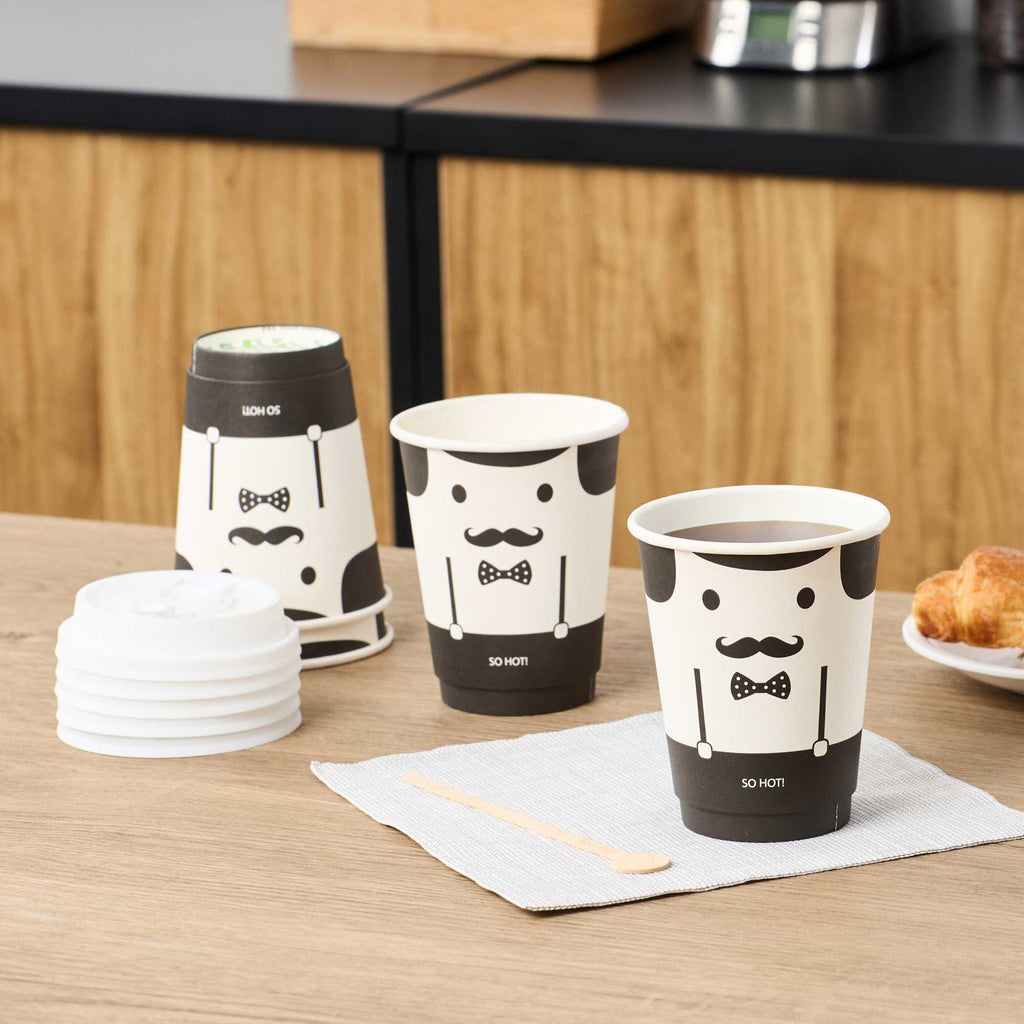 Restpresso 12 oz Monsieur Paper Coffee Cup - Double Wall - 3 1/2" x 3 1/2" x 4 1/4" - 25 count box