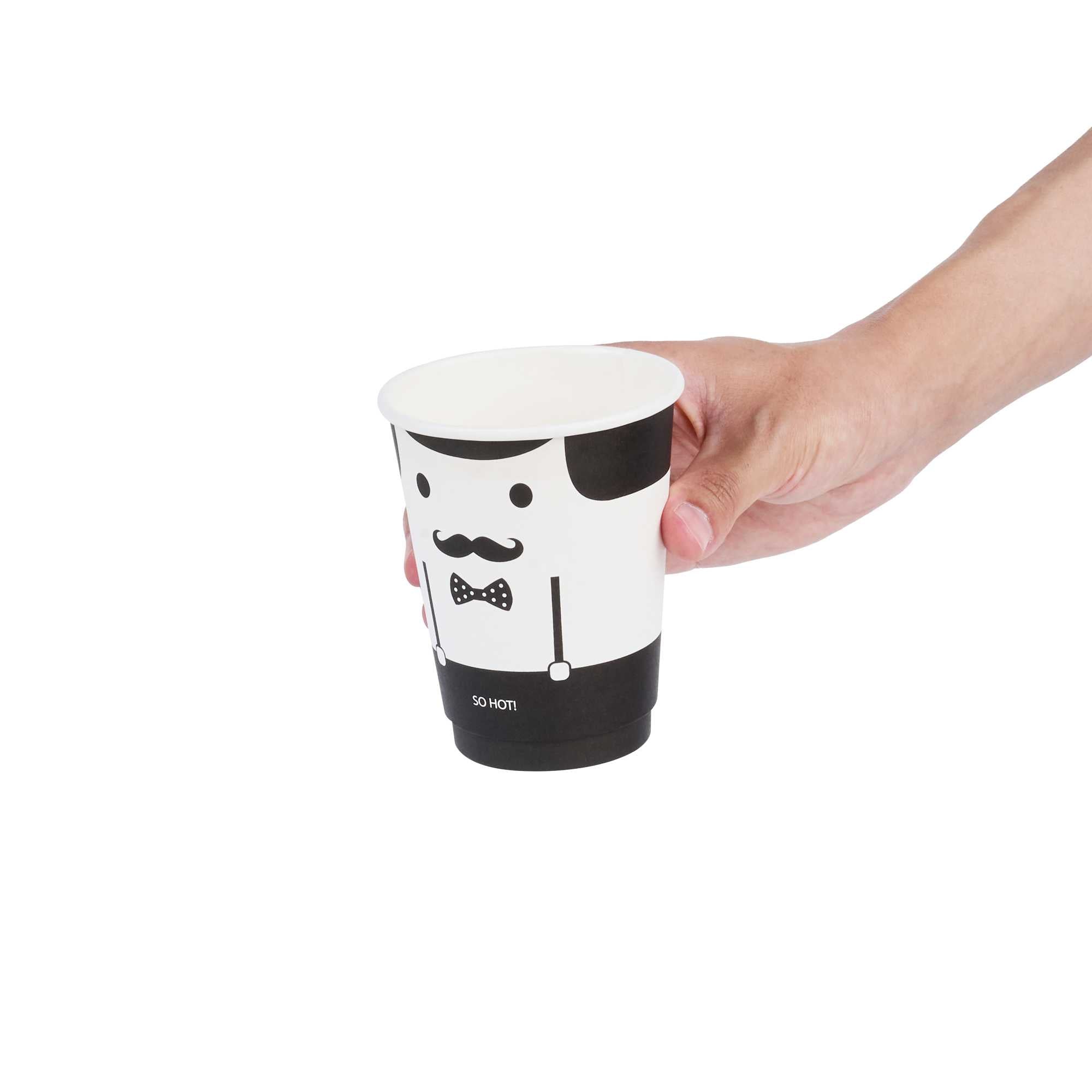 Restpresso 12 oz Monsieur Paper Coffee Cup - Double Wall - 3 1/2" x 3 1/2" x 4 1/4" - 25 count box