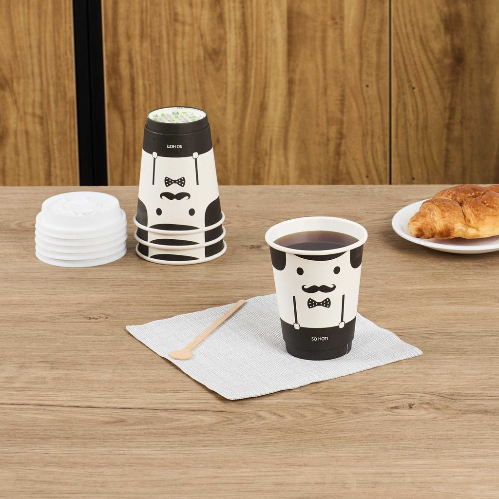 Restpresso 12 oz Monsieur Paper Coffee Cup - Double Wall - 3 1/2" x 3 1/2" x 4 1/4" - 25 count box