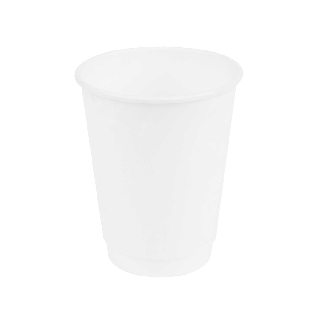 Restpresso 12 oz White Paper Coffee Cup - Double Wall - 3 1/2" x 3 1/2" x 4 1/4" - 25 count box