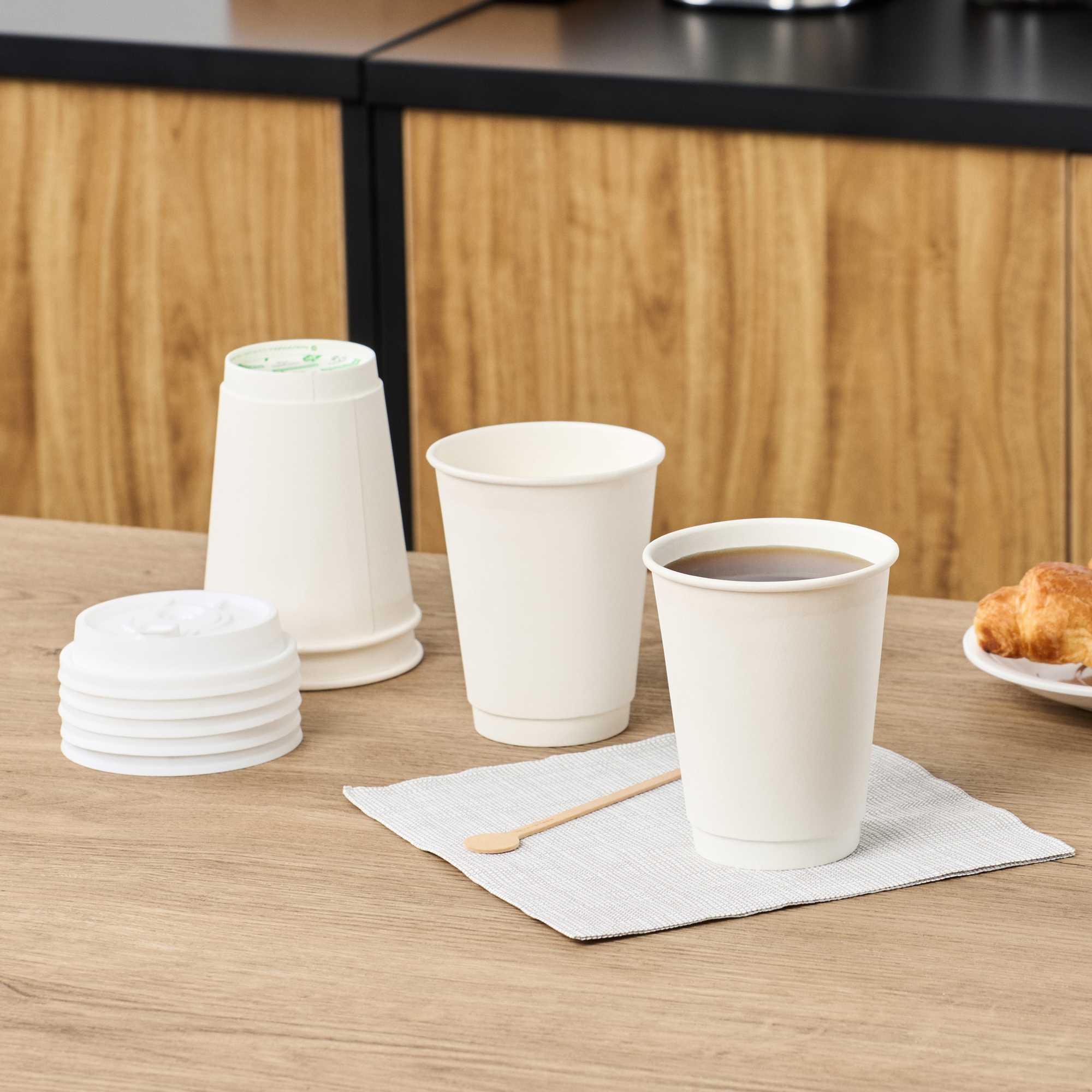 Restpresso 12 oz White Paper Coffee Cup - Double Wall - 3 1/2" x 3 1/2" x 4 1/4" - 500 count box