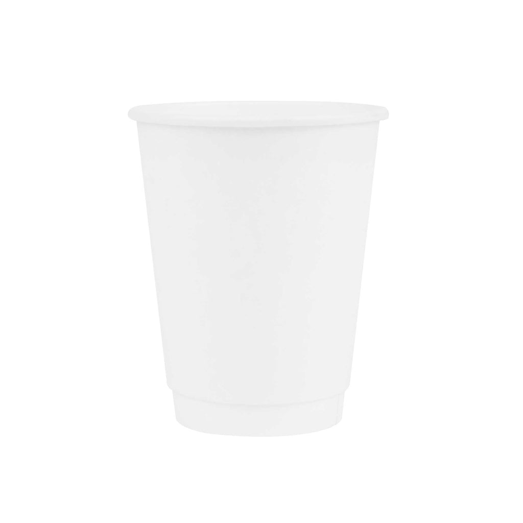 Restpresso 12 oz White Paper Coffee Cup - Double Wall - 3 1/2" x 3 1/2" x 4 1/4" - 500 count box