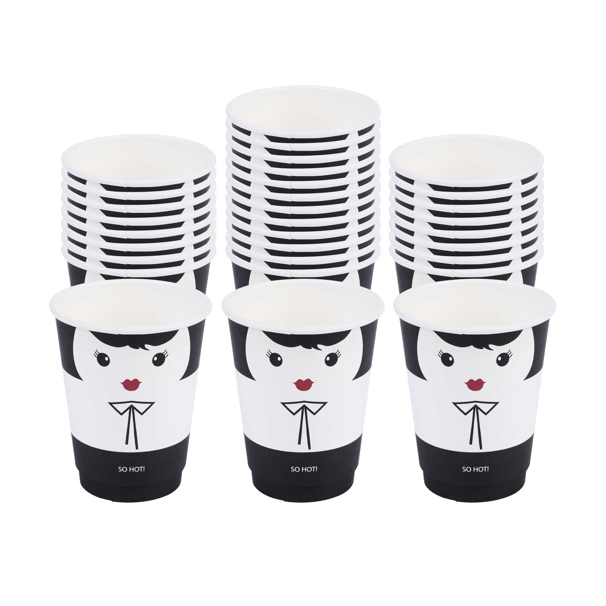 Restpresso 12 oz Madame Paper Coffee Cup - Double Wall - 3 1/2" x 3 1/2" x 4 1/4" - 500 count box