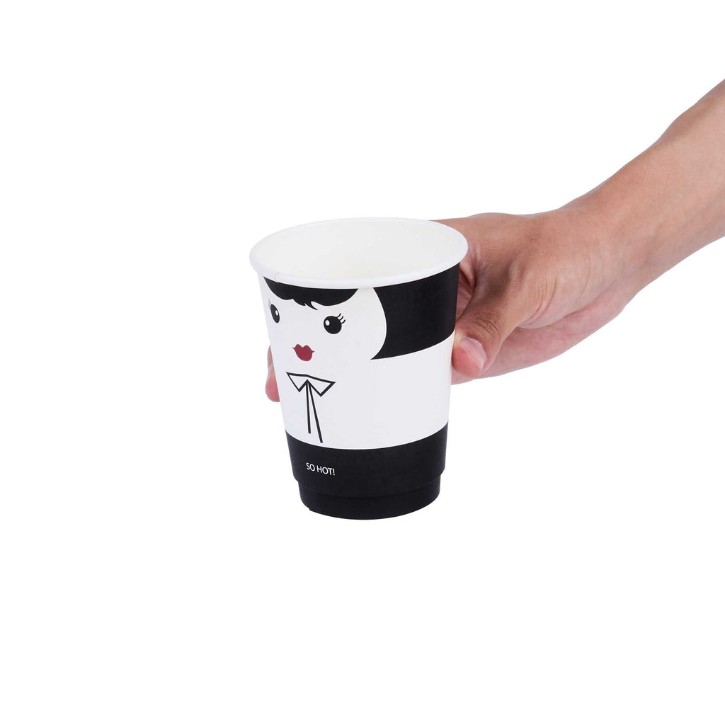 Restpresso 12 oz Madame Paper Coffee Cup - Double Wall - 3 1/2" x 3 1/2" x 4 1/4" - 500 count box