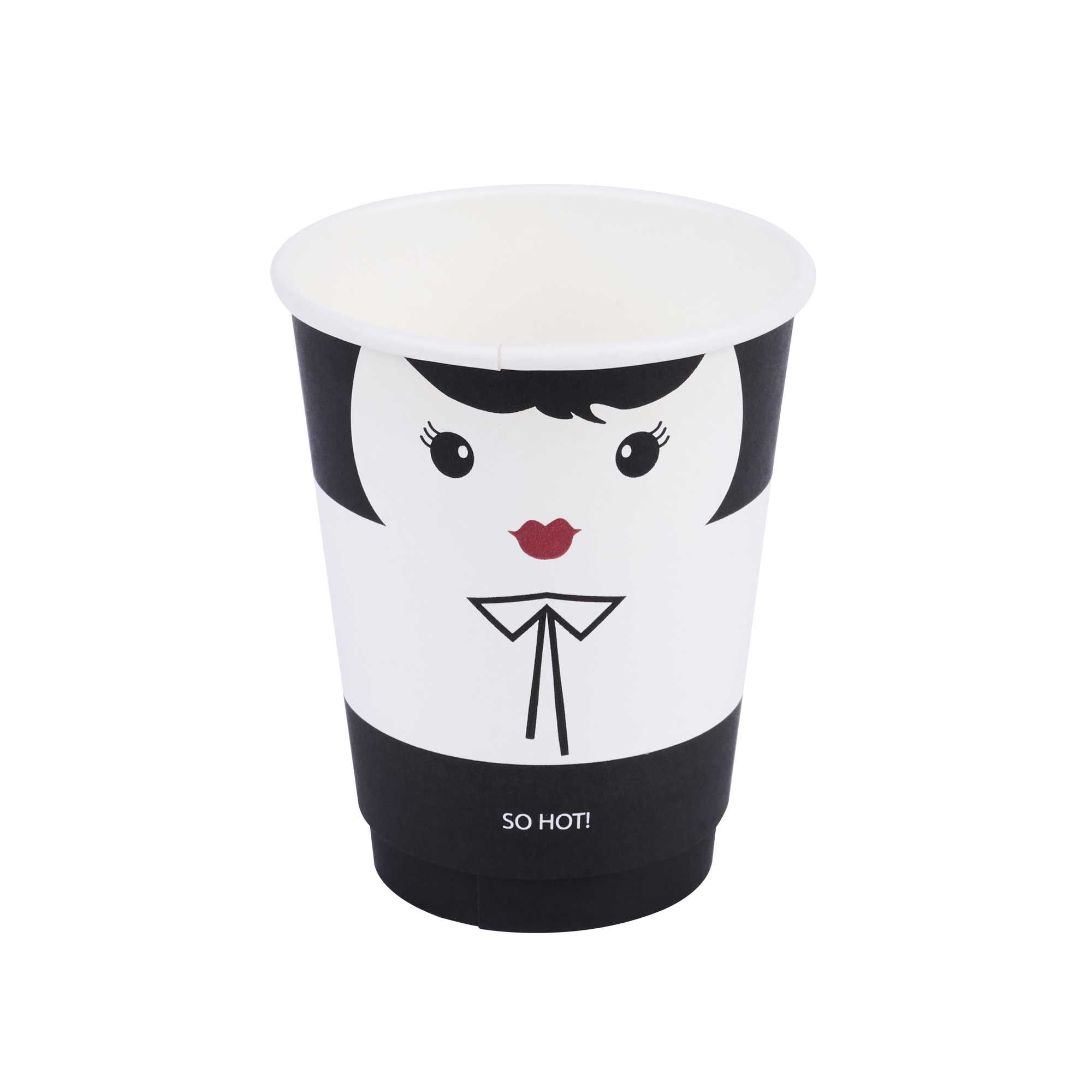 Restpresso 12 oz Madame Paper Coffee Cup - Double Wall - 3 1/2" x 3 1/2" x 4 1/4" - 500 count box