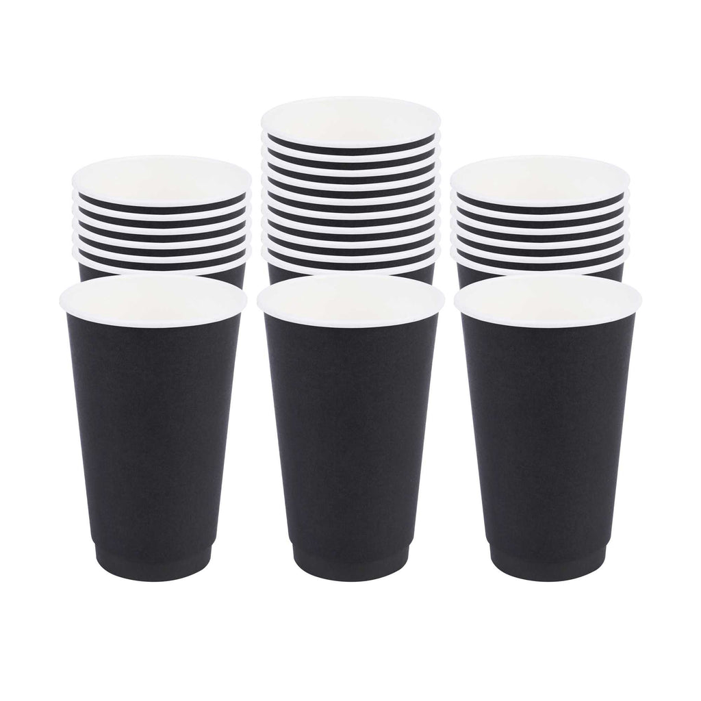 Restpresso 16 oz Black Paper Coffee Cup - Double Wall - 3 1/2" x 3 1/2" x 5 1/2" - 25 count box