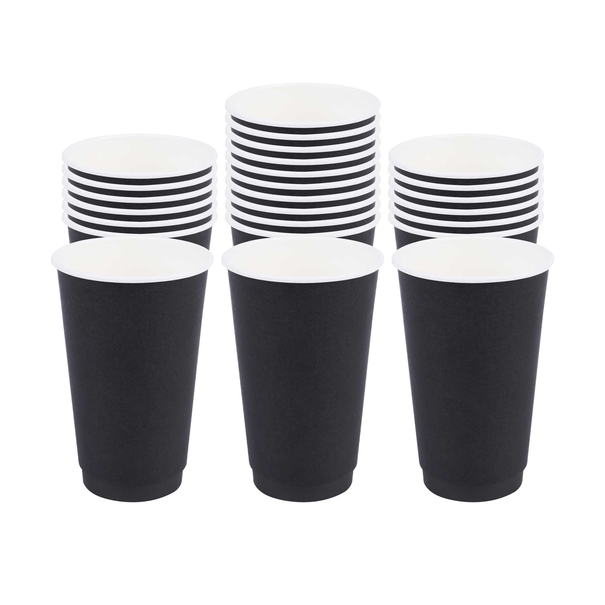 Restpresso 16 oz Black Paper Coffee Cup - Double Wall - 3 1/2" x 3 1/2" x 5 1/2" - 25 count box