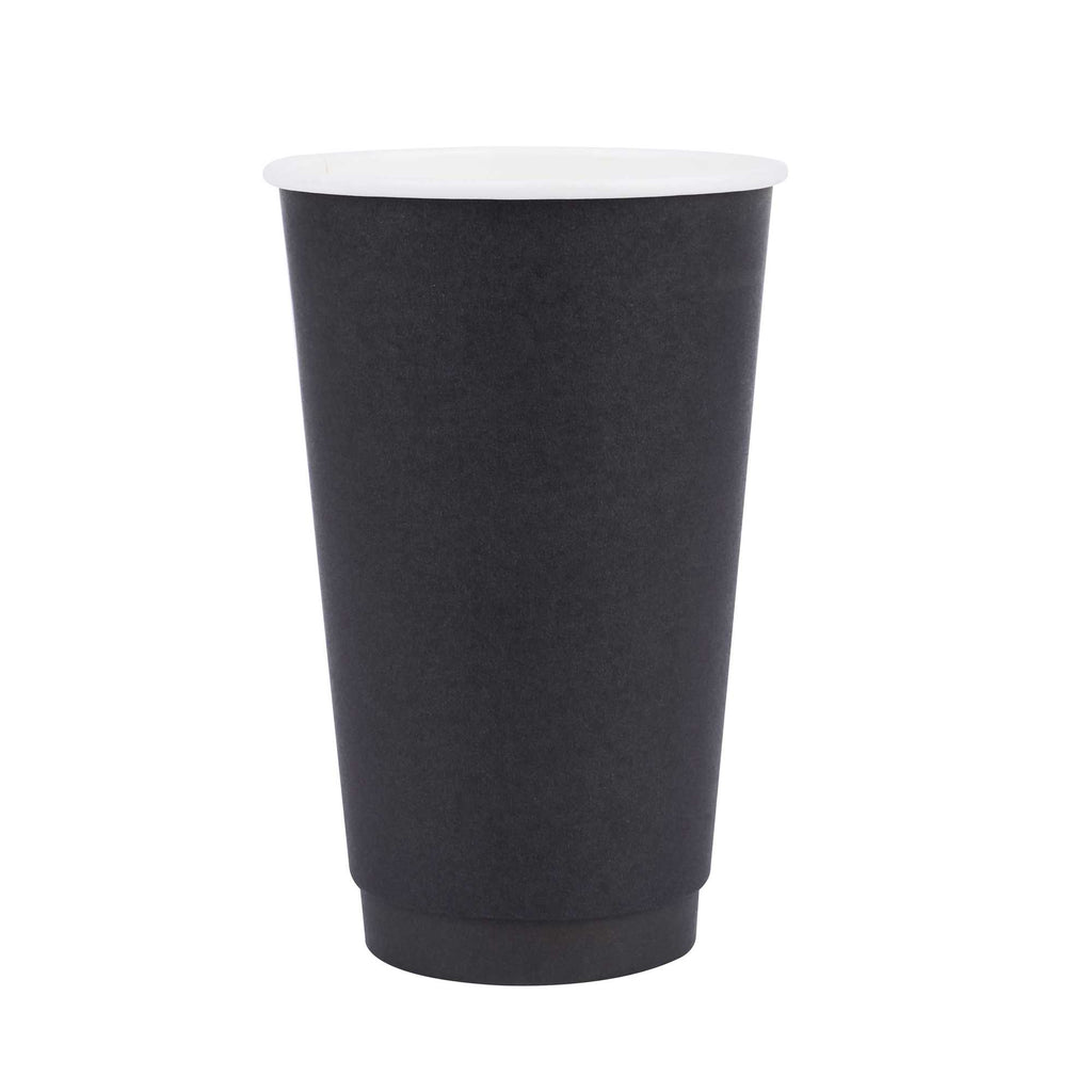 Restpresso 16 oz Black Paper Coffee Cup - Double Wall - 3 1/2" x 3 1/2" x 5 1/2" - 25 count box