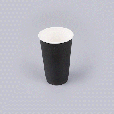 Restpresso 16 oz Black Paper Coffee Cup - Double Wall - 3 1/2" x 3 1/2" x 5 1/2" - 500 count box