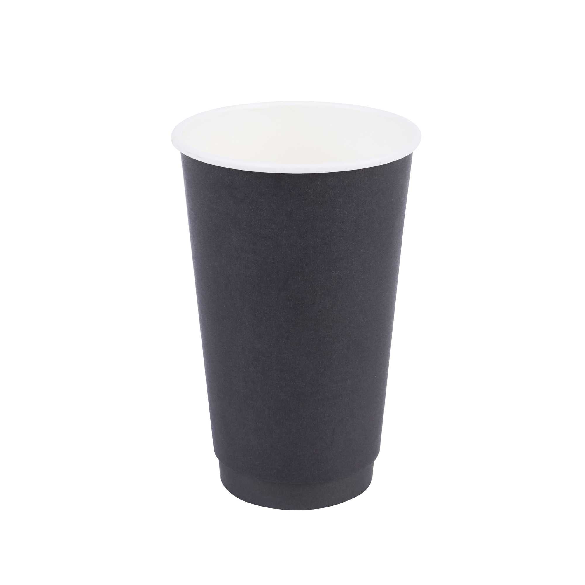 Restpresso 16 oz Black Paper Coffee Cup - Double Wall - 3 1/2" x 3 1/2" x 5 1/2" - 500 count box