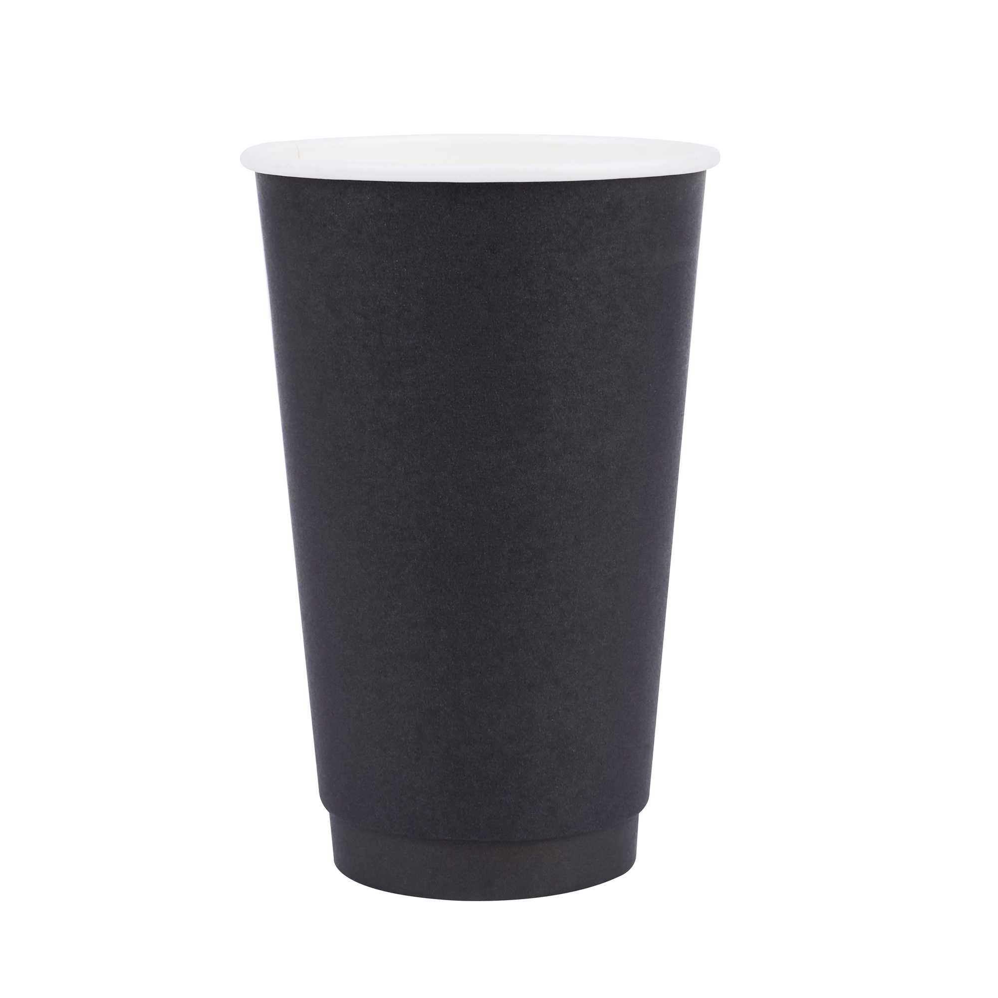 Restpresso 16 oz Black Paper Coffee Cup - Double Wall - 3 1/2" x 3 1/2" x 5 1/2" - 500 count box