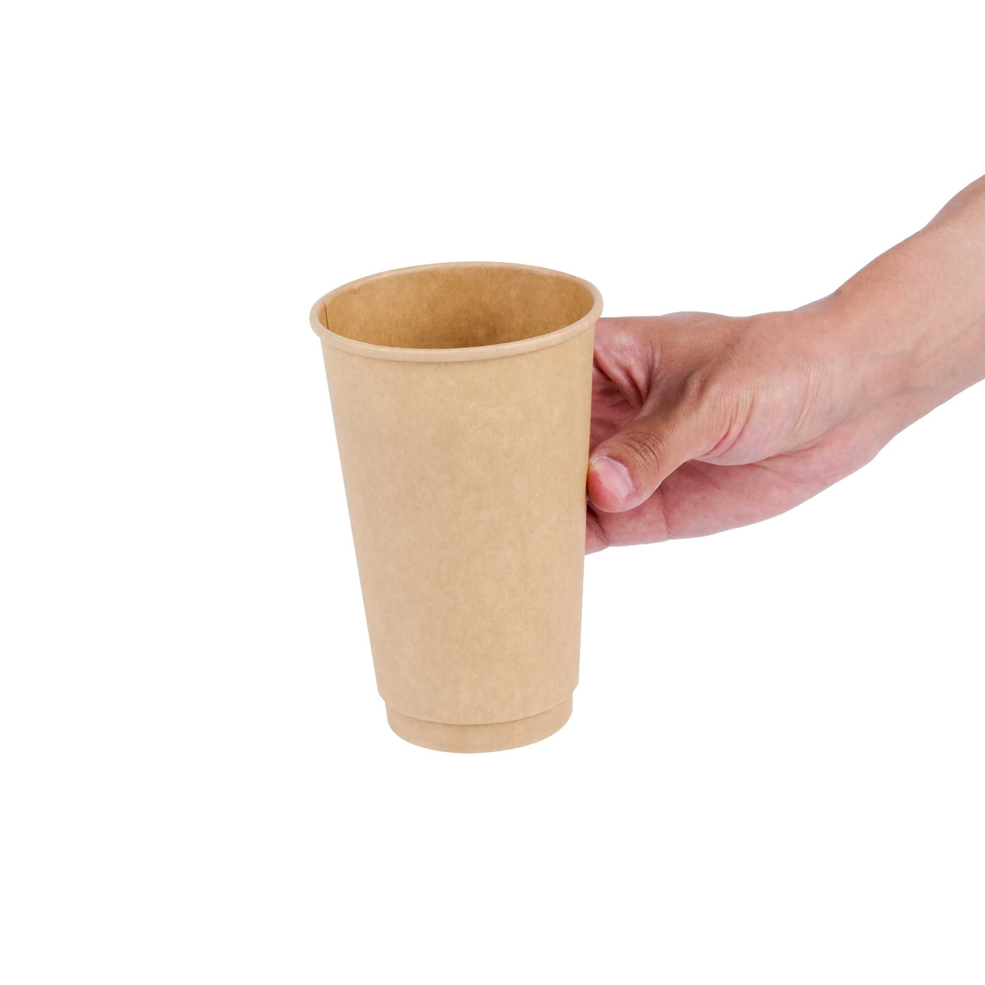 Restpresso 16 oz Kraft Paper Coffee Cup - Double Wall - 3 1/2" x 3 1/2" x 5 1/2" - 500 count box