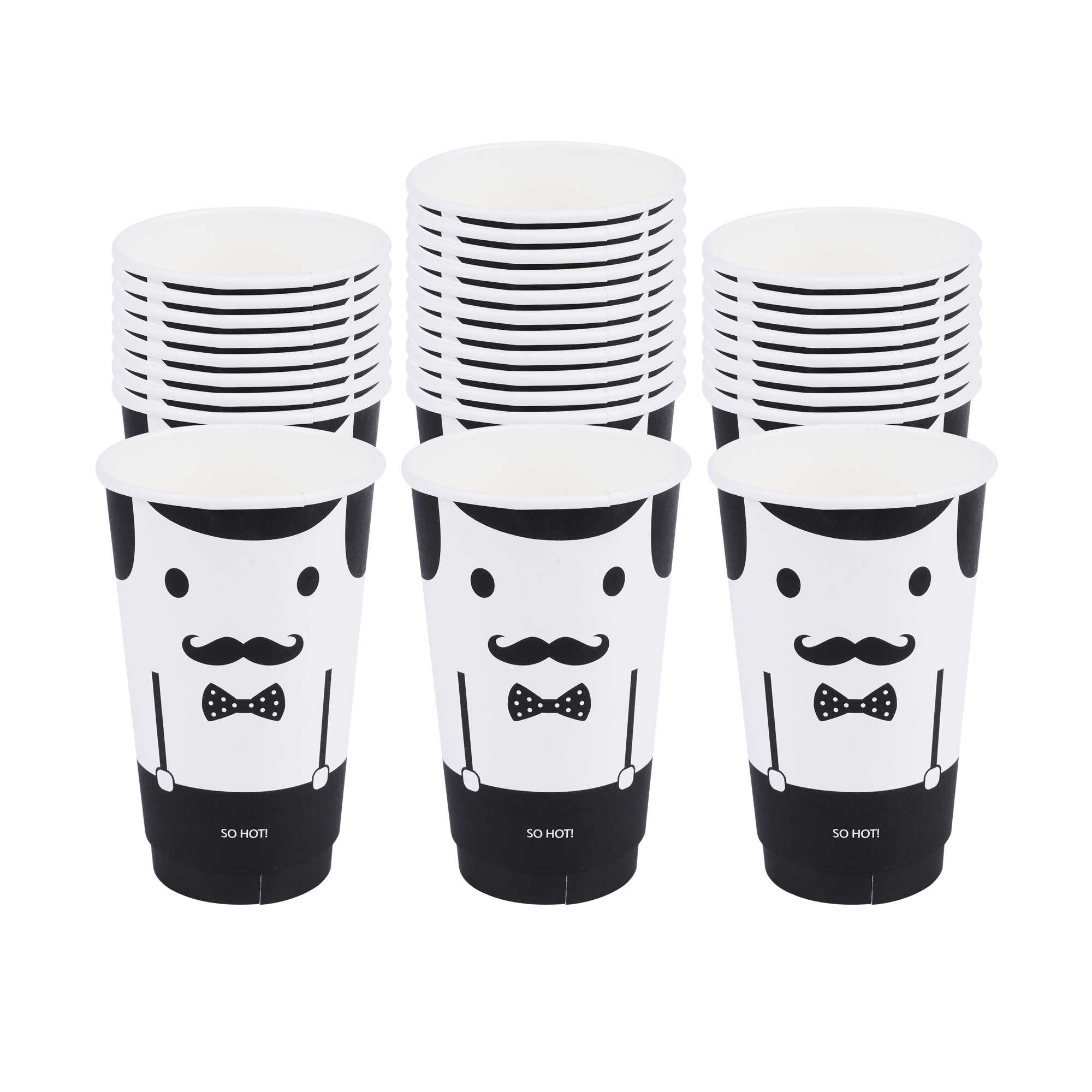 Restpresso 16 oz Monsieur Paper Coffee Cup - Double Wall - 3 1/2" x 3 1/2" x 5 1/2" - 25 count box