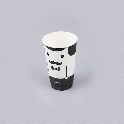 Restpresso 16 oz Monsieur Paper Coffee Cup - Double Wall - 3 1/2" x 3 1/2" x 5 1/2" - 25 count box