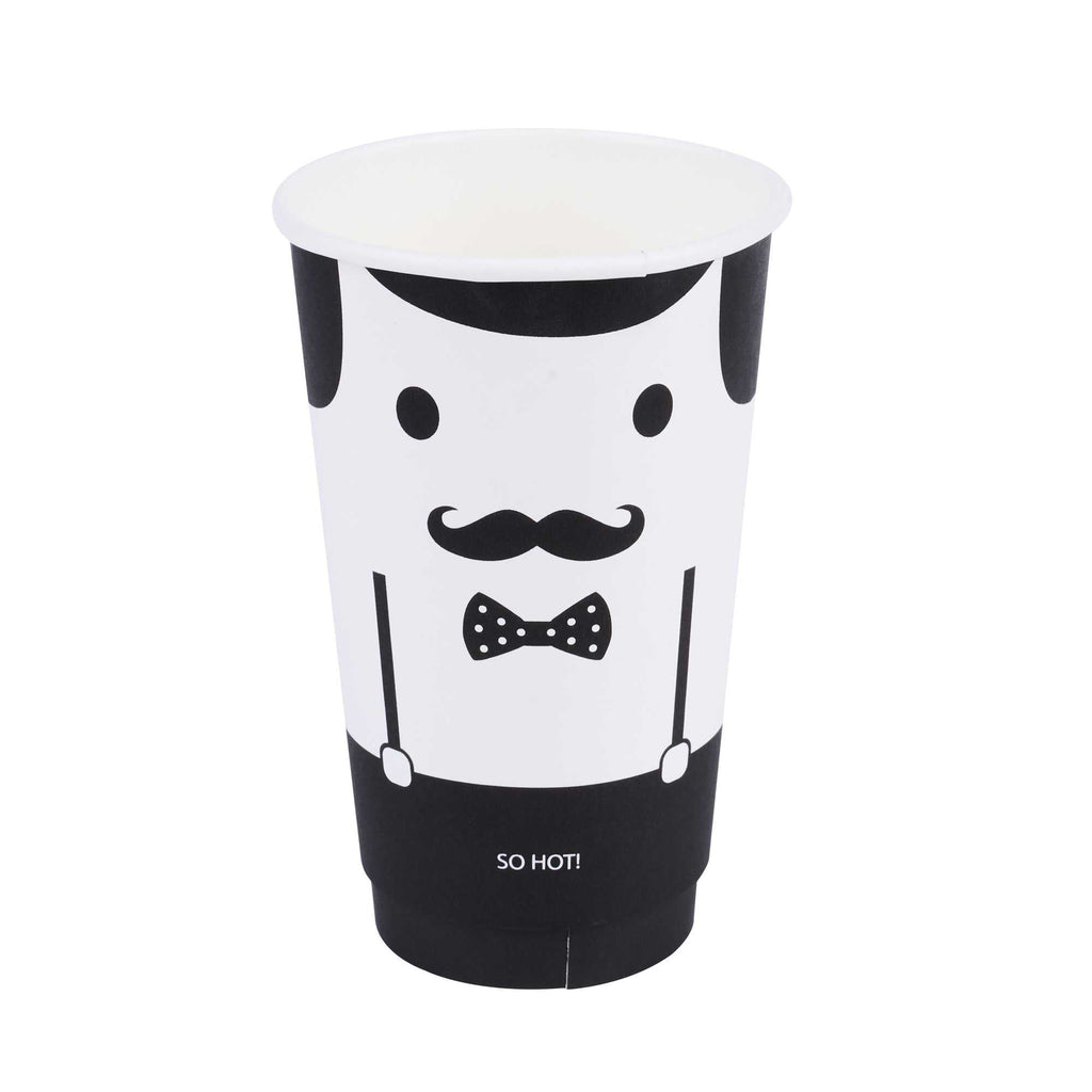 Restpresso 16 oz Monsieur Paper Coffee Cup - Double Wall - 3 1/2" x 3 1/2" x 5 1/2" - 25 count box