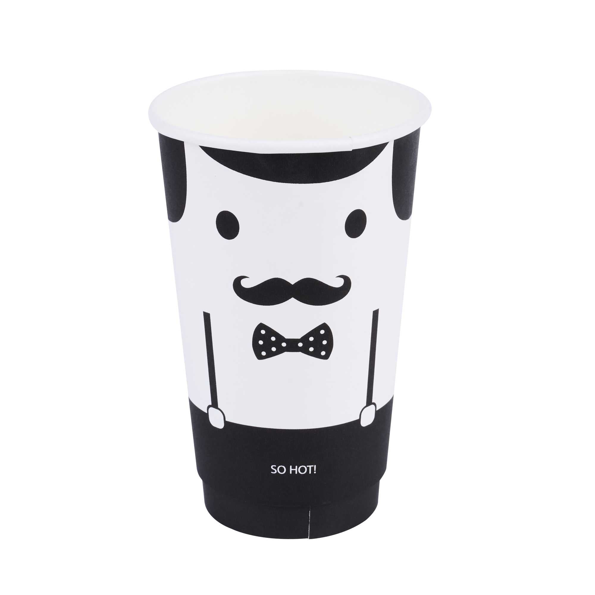 Restpresso 16 oz Monsieur Paper Coffee Cup - Double Wall - 3 1/2" x 3 1/2" x 5 1/2" - 25 count box