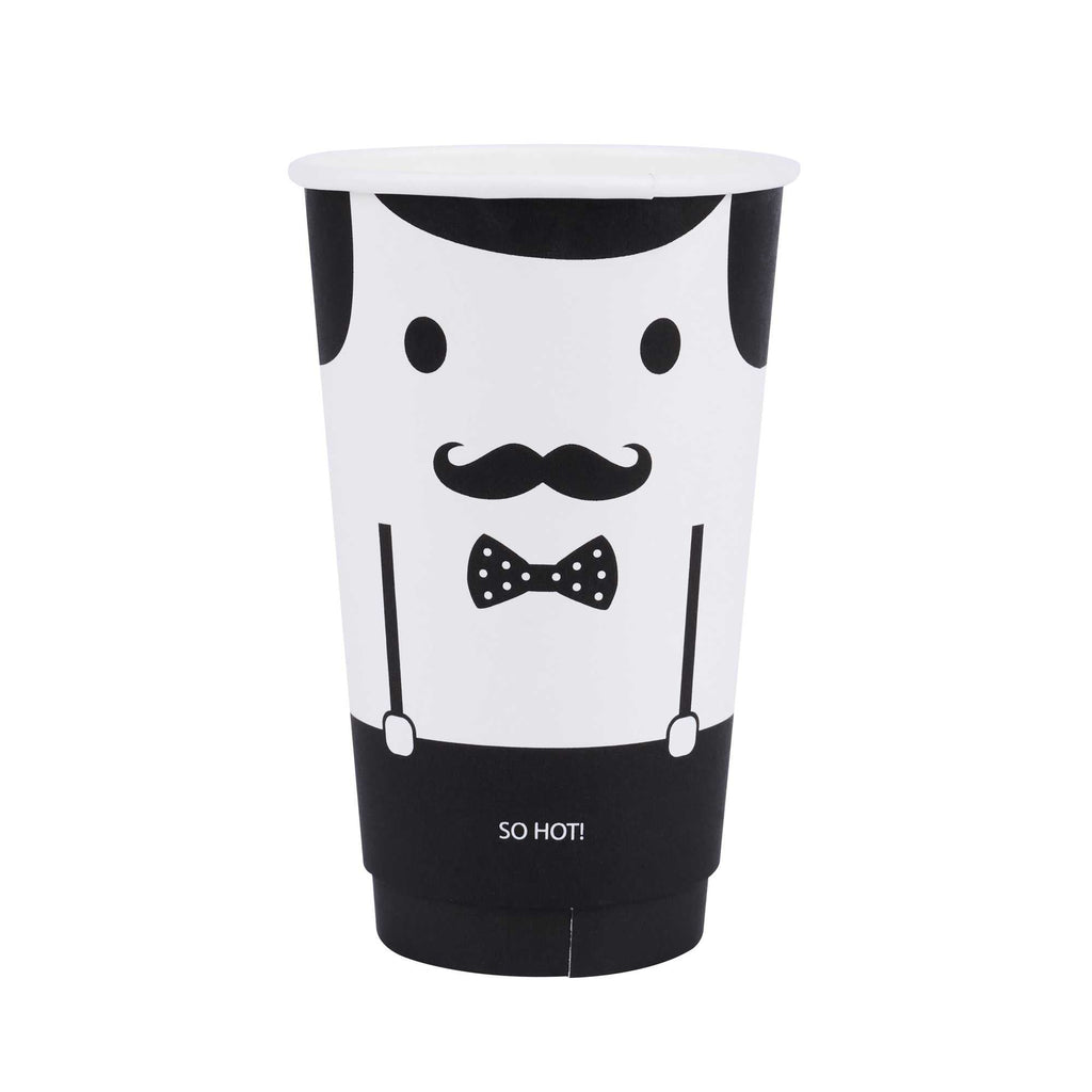 Restpresso 16 oz Monsieur Paper Coffee Cup - Double Wall - 3 1/2" x 3 1/2" x 5 1/2" - 25 count box