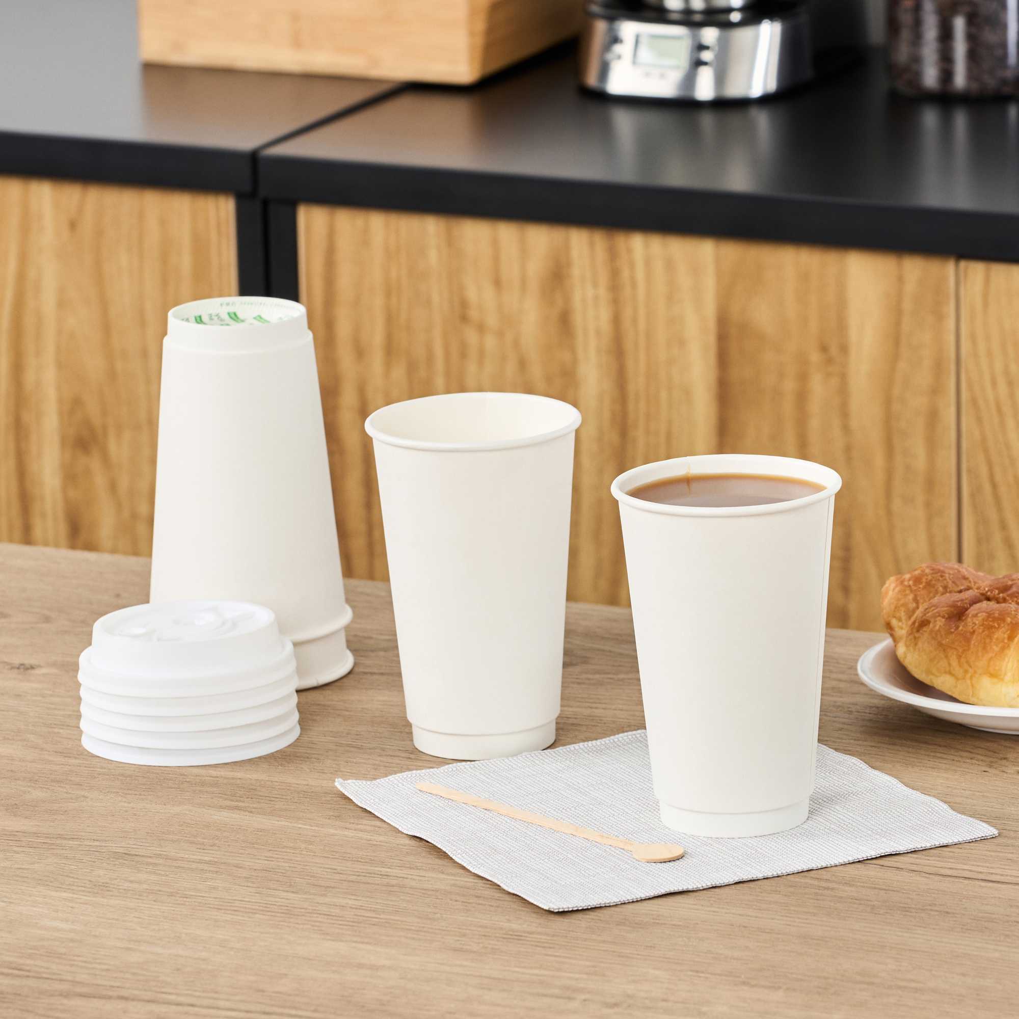 Restpresso 16 oz White Paper Coffee Cup - Double Wall - 3 1/2" x 3 1/2" x 5 1/2" - 25 count box