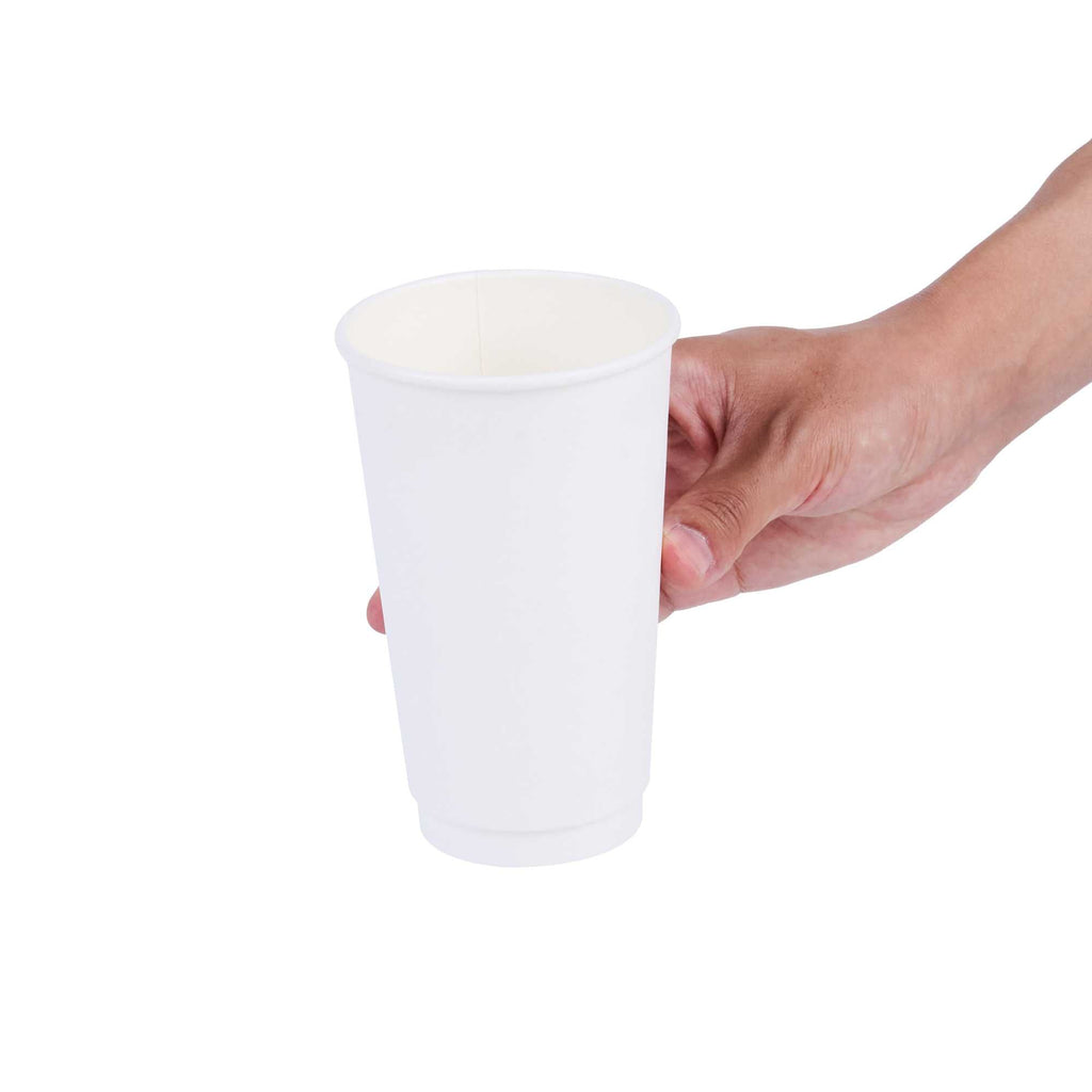 Restpresso 16 oz White Paper Coffee Cup - Double Wall - 3 1/2" x 3 1/2" x 5 1/2" - 500 count box
