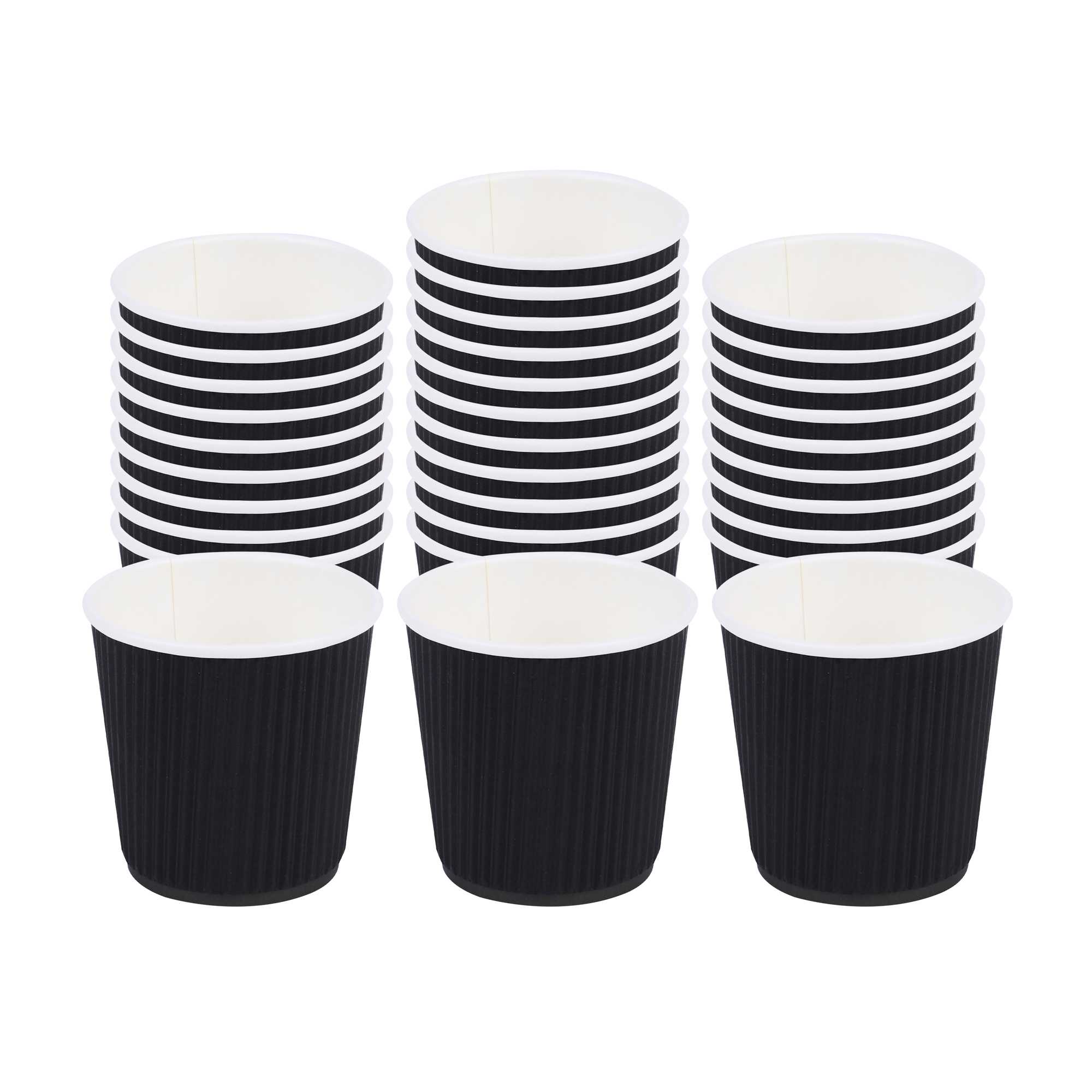 Restpresso 4 oz Black Paper Coffee Cup - Ripple Wall - 2 1/2" x 2 1/2" x 2 1/4" - 25 count box