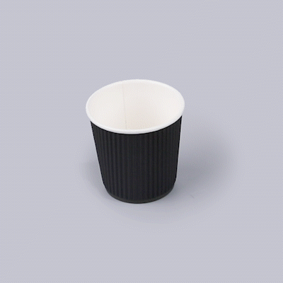 Restpresso 4 oz Black Paper Coffee Cup - Ripple Wall - 2 1/2" x 2 1/2" x 2 1/4" - 500 count box