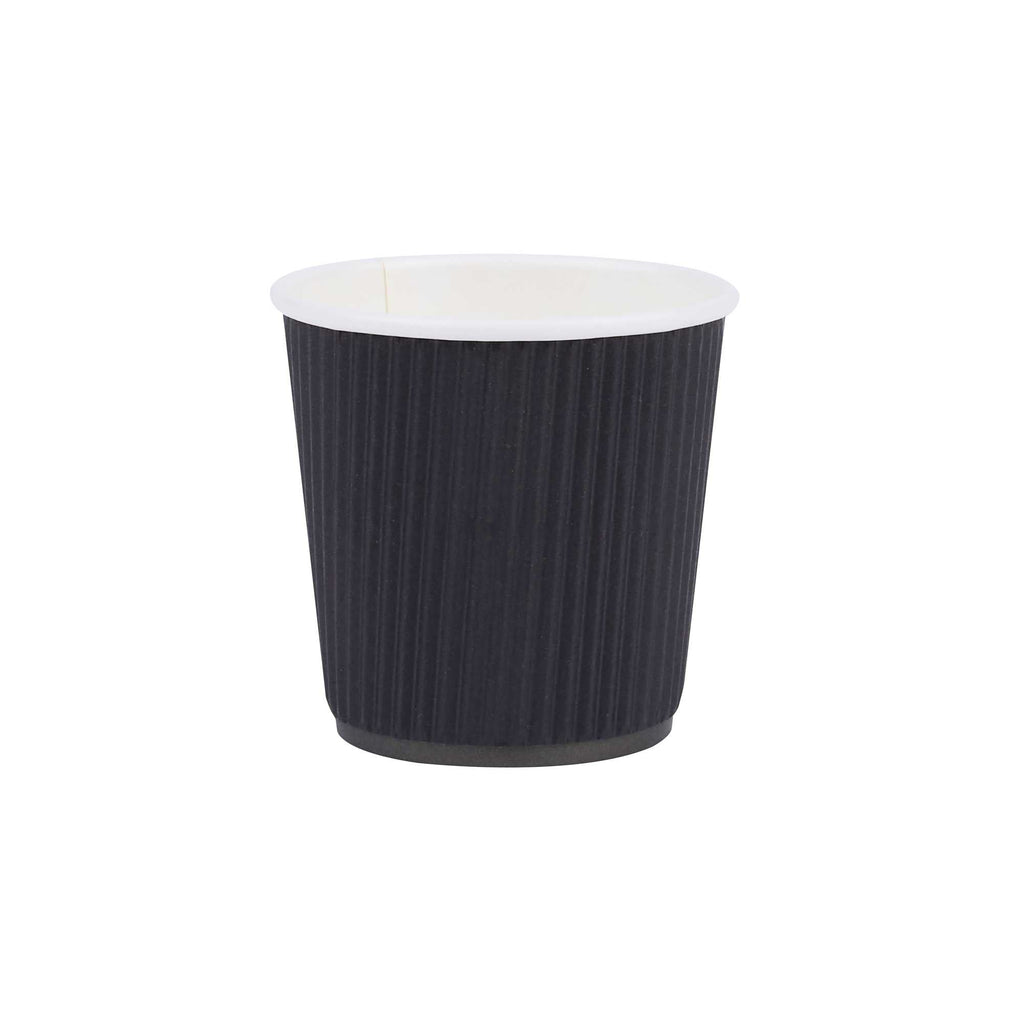 Restpresso 4 oz Black Paper Coffee Cup - Ripple Wall - 2 1/2" x 2 1/2" x 2 1/4" - 500 count box