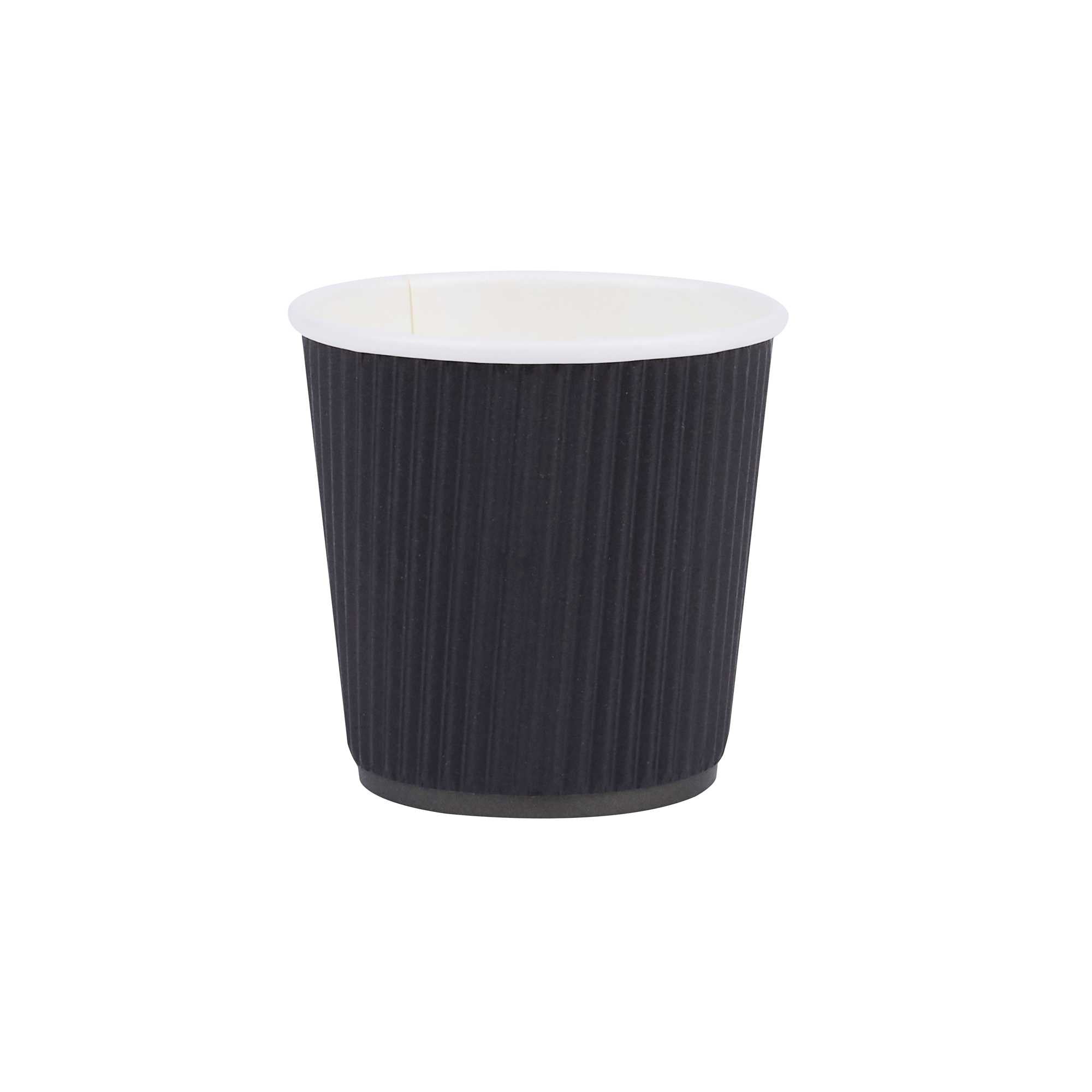 Restpresso 4 oz Black Paper Coffee Cup - Ripple Wall - 2 1/2" x 2 1/2" x 2 1/4" - 500 count box