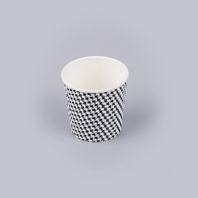 Restpresso 4 oz Houndstooth Paper Coffee Cup - Spiral Wall - 2 1/2" x 2 1/2" x 2 1/4" - 25 count box