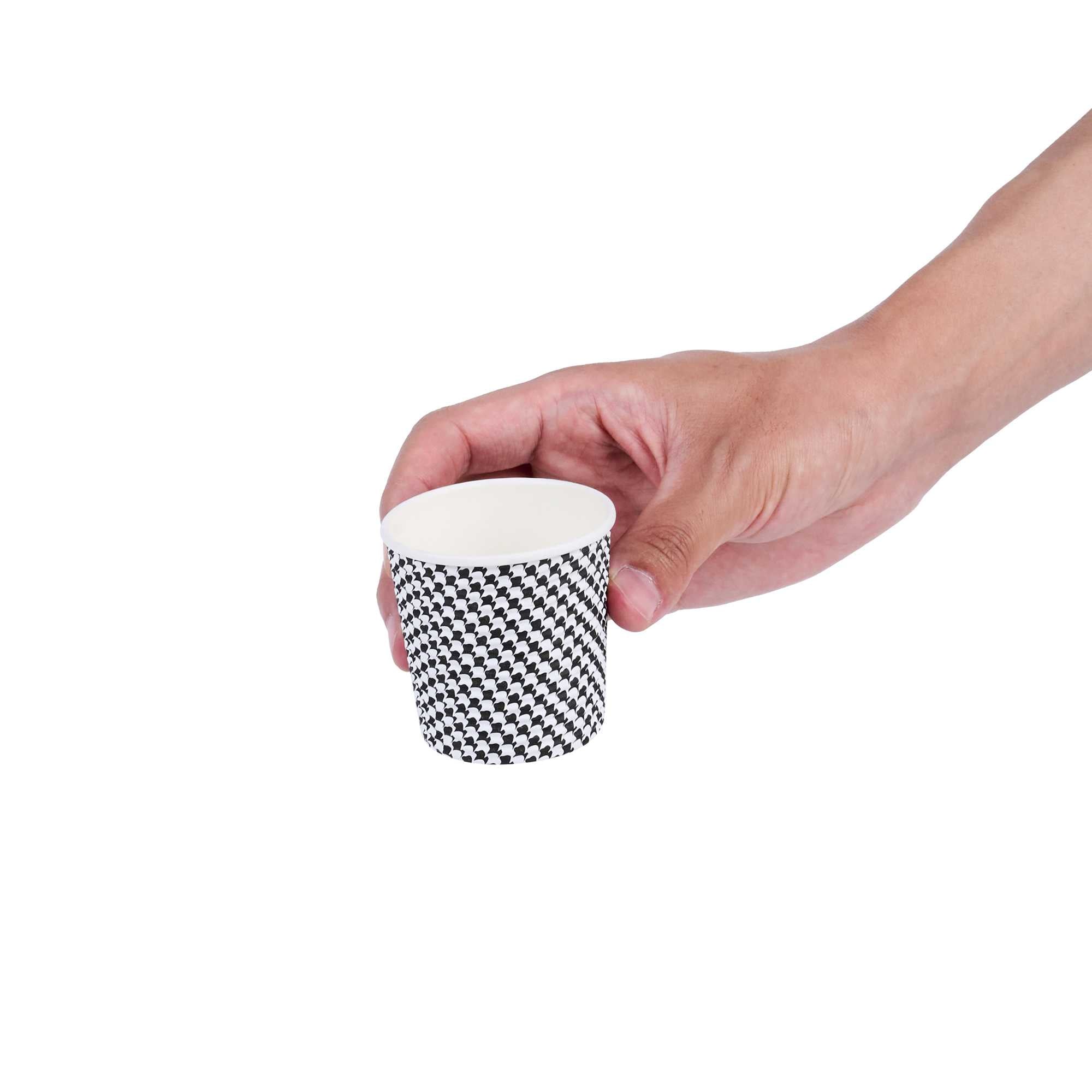 Restpresso 4 oz Houndstooth Paper Coffee Cup - Spiral Wall - 2 1/2" x 2 1/2" x 2 1/4" - 500 count box