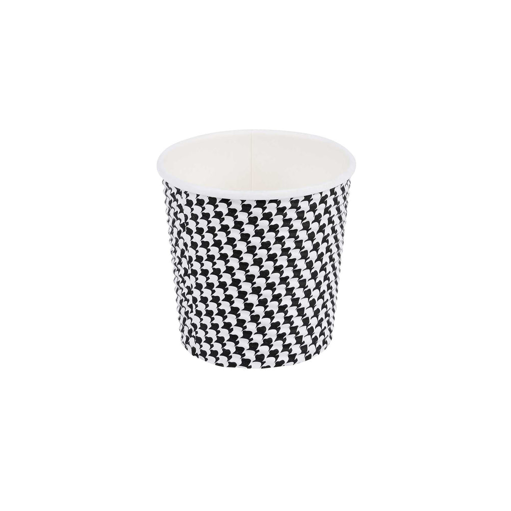 Restpresso 4 oz Houndstooth Paper Coffee Cup - Spiral Wall - 2 1/2" x 2 1/2" x 2 1/4" - 500 count box