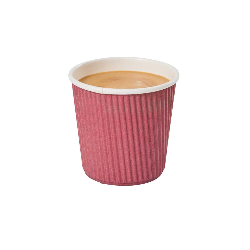 Restpresso 4 oz Crimson Paper Coffee Cup - Ripple Wall - 2 1/2" x 2 1/2" x 2 1/4" - 500 count box