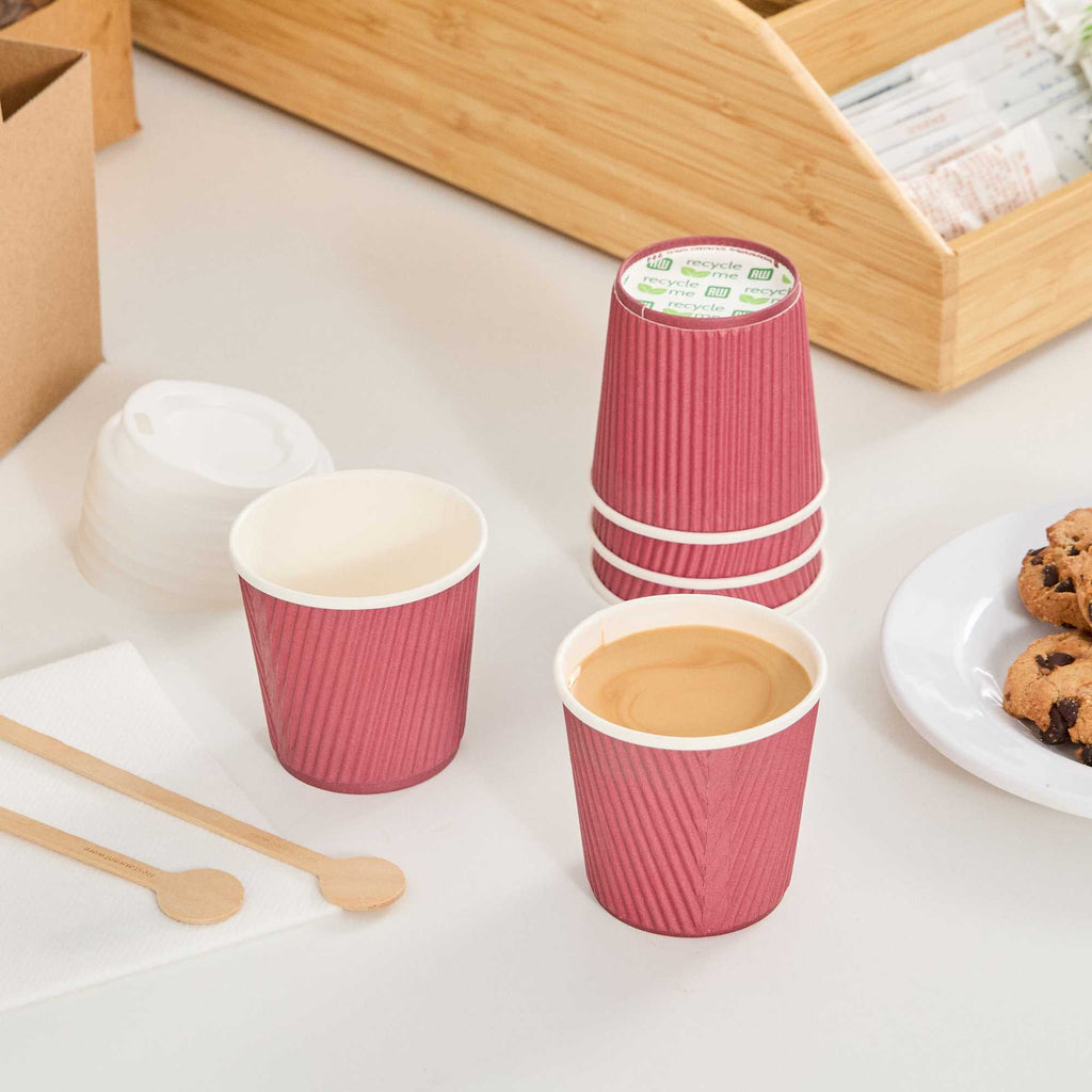 Restpresso 4 oz Crimson Paper Coffee Cup - Ripple Wall - 2 1/2" x 2 1/2" x 2 1/4" - 500 count box