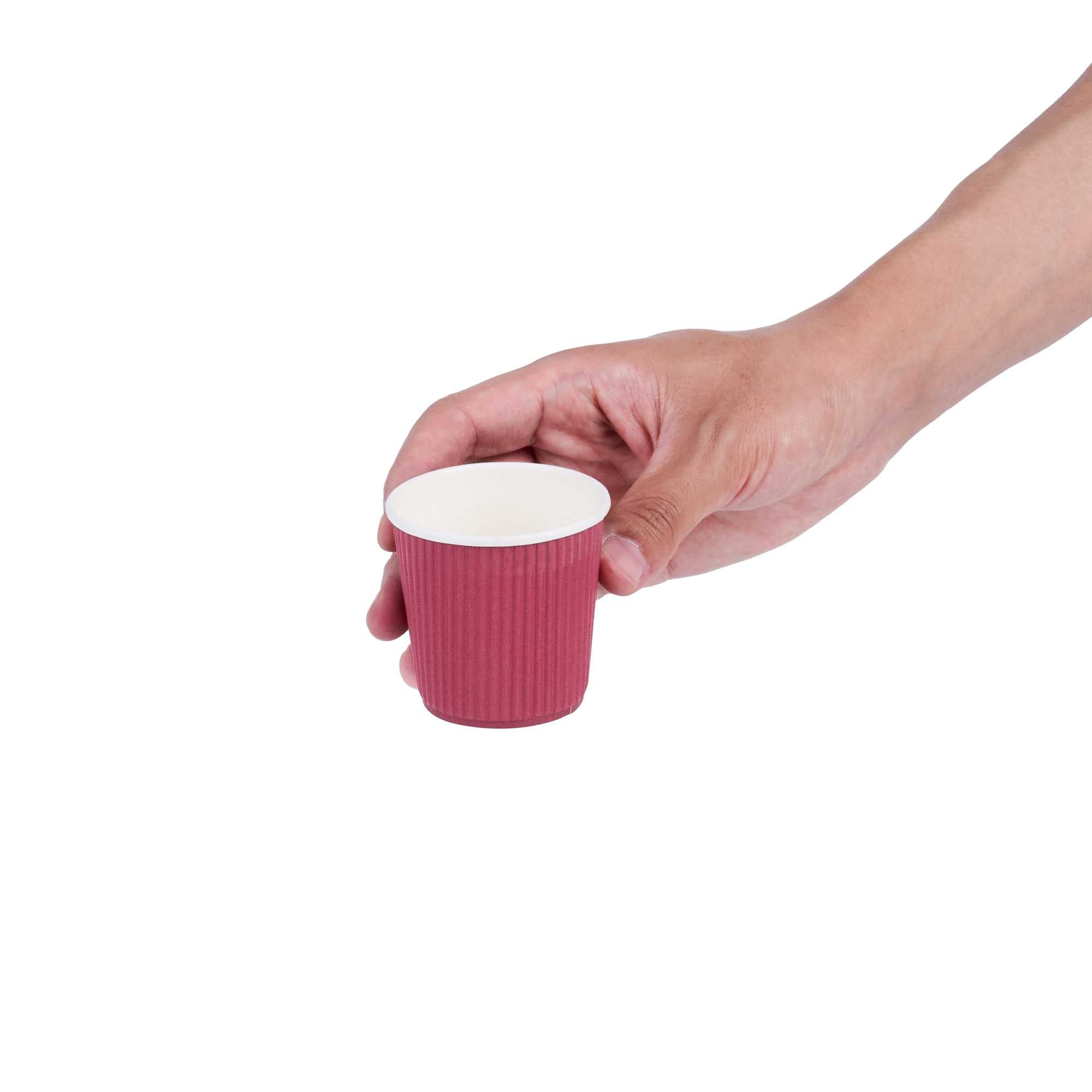 Restpresso 4 oz Crimson Paper Coffee Cup - Ripple Wall - 2 1/2" x 2 1/2" x 2 1/4" - 500 count box
