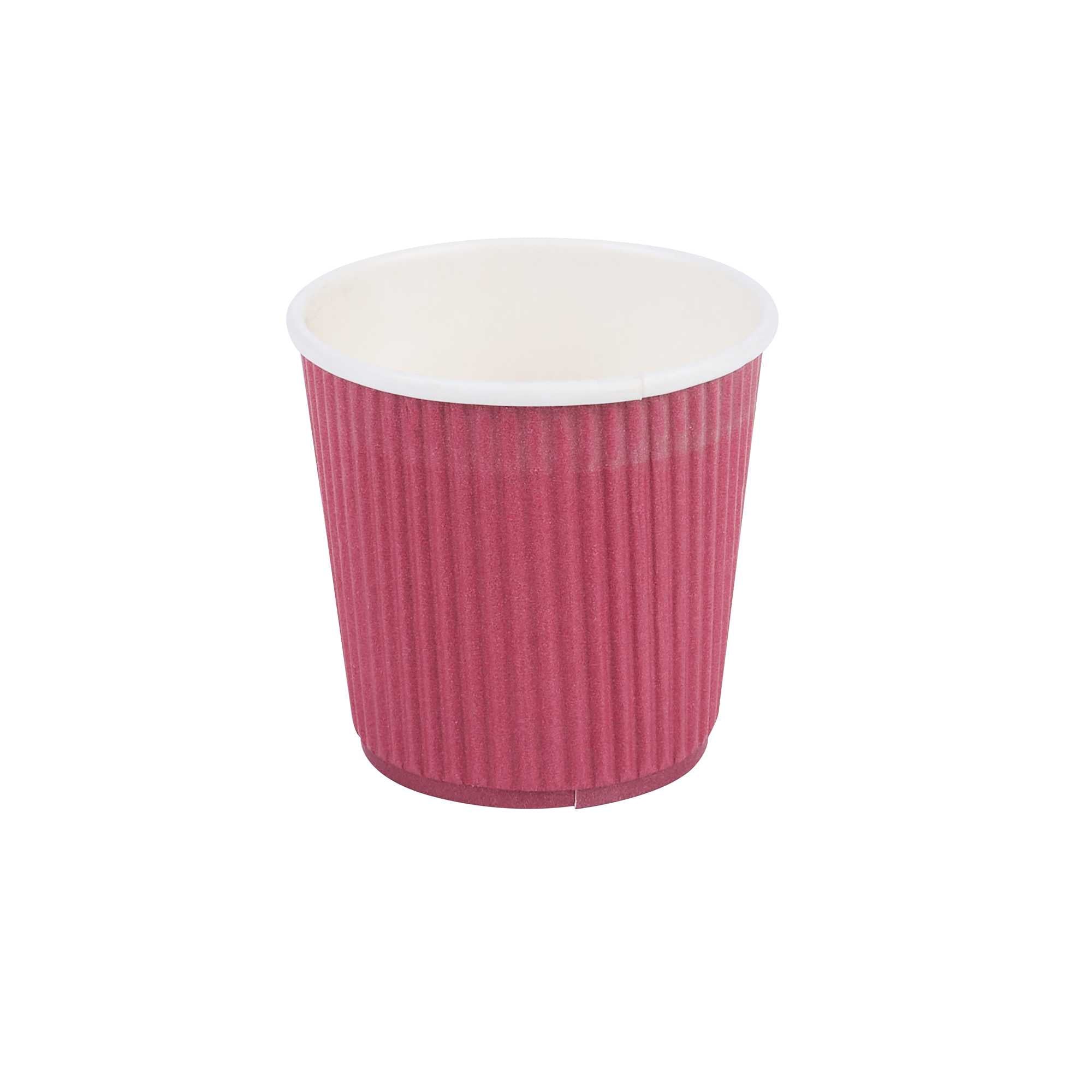Restpresso 4 oz Crimson Paper Coffee Cup - Ripple Wall - 2 1/2" x 2 1/2" x 2 1/4" - 500 count box