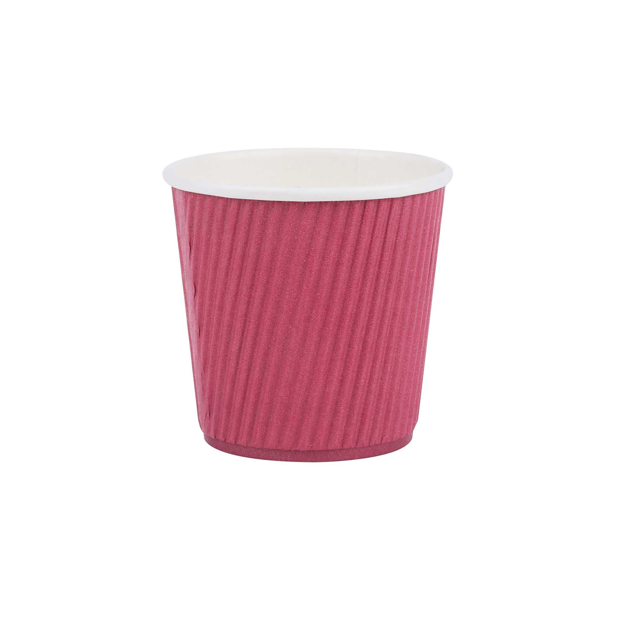 Restpresso 4 oz Crimson Paper Coffee Cup - Ripple Wall - 2 1/2" x 2 1/2" x 2 1/4" - 500 count box