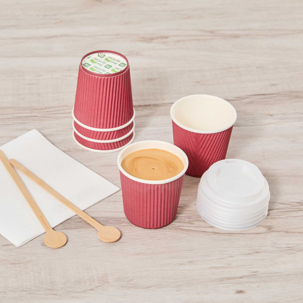 Restpresso 4 oz Crimson Paper Coffee Cup - Ripple Wall - 2 1/2" x 2 1/2" x 2 1/4" - 500 count box