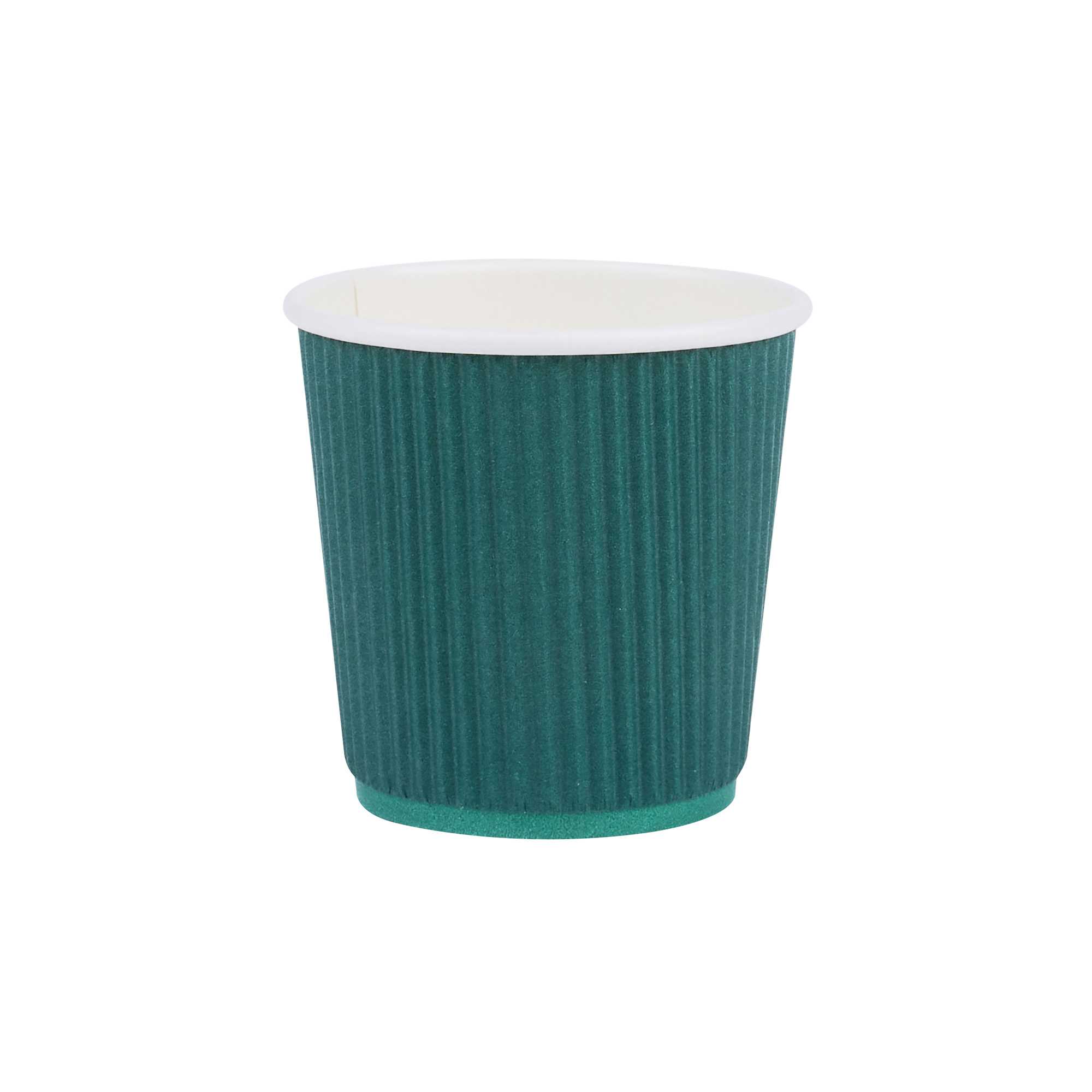 Restpresso 4 oz Forest Green Paper Coffee Cup - Ripple Wall - 2 1/2" x 2 1/2" x 2 1/4" - 500 count box