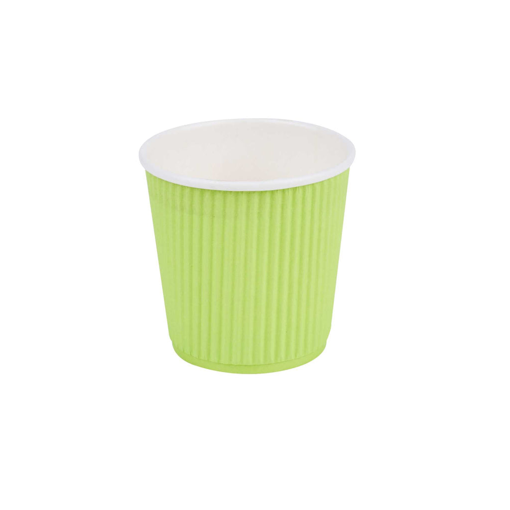 Restpresso 4 oz Eco Green Paper Coffee Cup - Ripple Wall - 2 1/2" x 2 1/2" x 2 1/4" - 25 count box