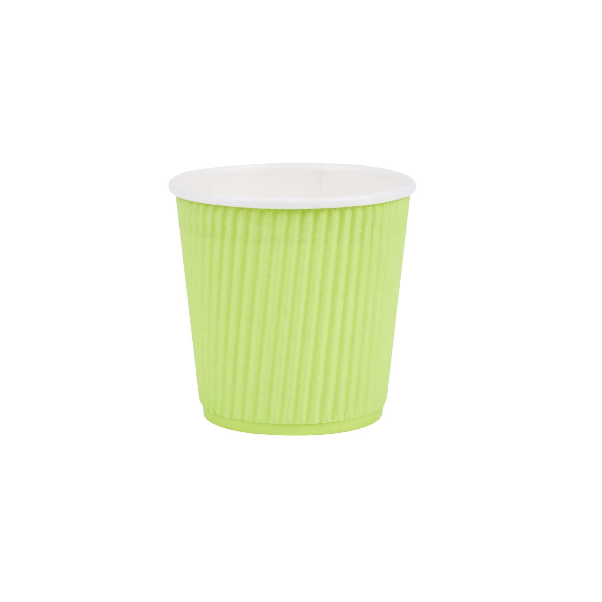 Restpresso 4 oz Eco Green Paper Coffee Cup - Ripple Wall - 2 1/2" x 2 1/2" x 2 1/4" - 25 count box