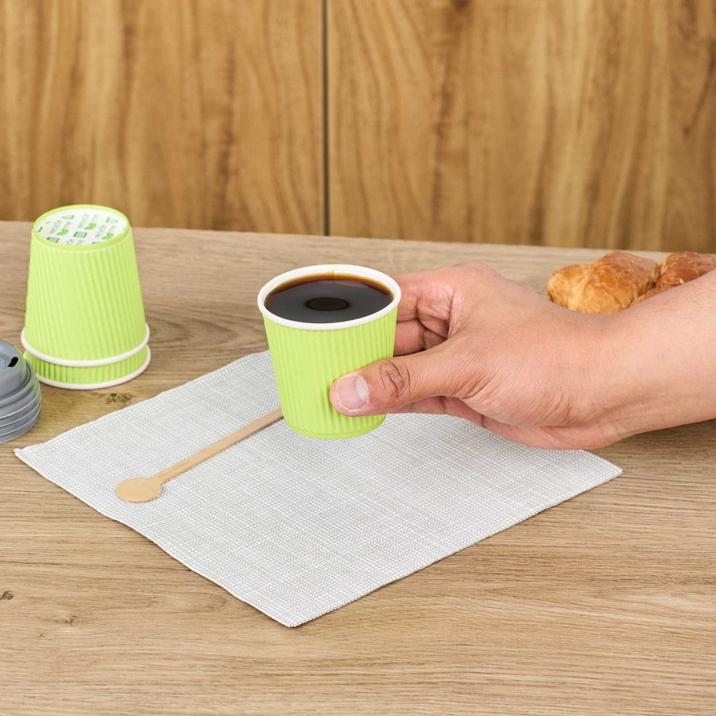 Restpresso 4 oz Eco Green Paper Coffee Cup - Ripple Wall - 2 1/2" x 2 1/2" x 2 1/4" - 25 count box
