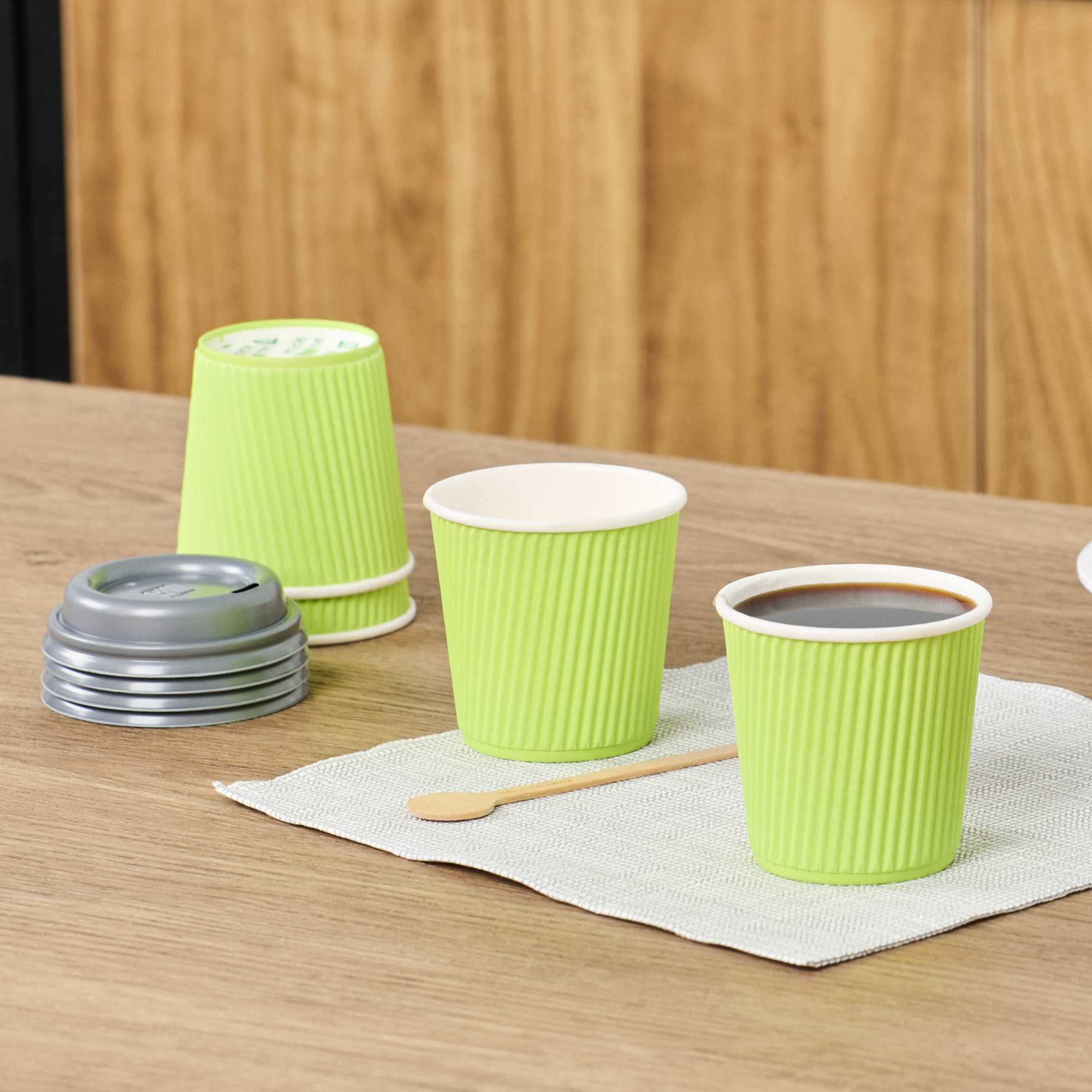 Restpresso 4 oz Eco Green Paper Coffee Cup - Ripple Wall - 2 1/2" x 2 1/2" x 2 1/4" - 500 count box