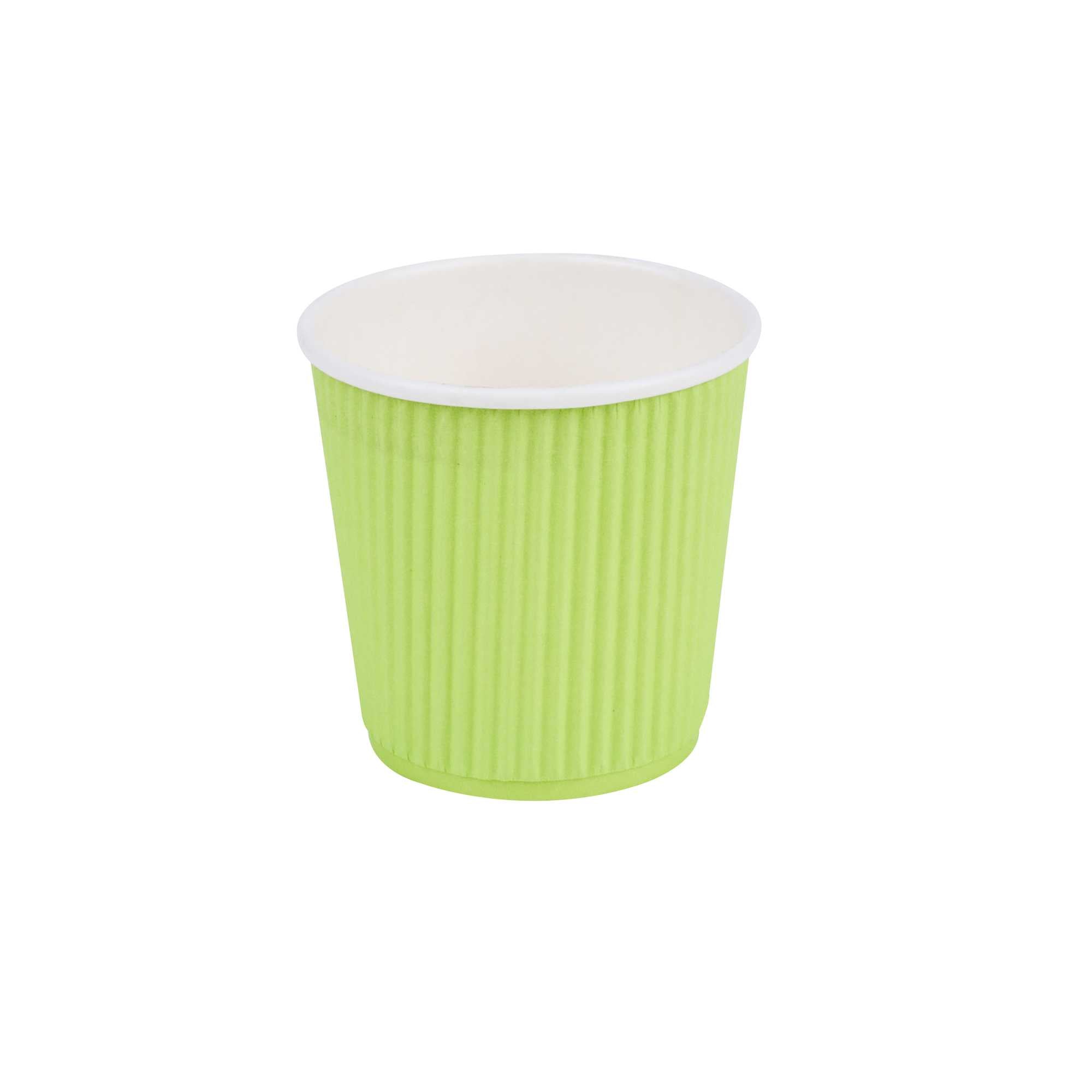 Restpresso 4 oz Eco Green Paper Coffee Cup - Ripple Wall - 2 1/2" x 2 1/2" x 2 1/4" - 500 count box
