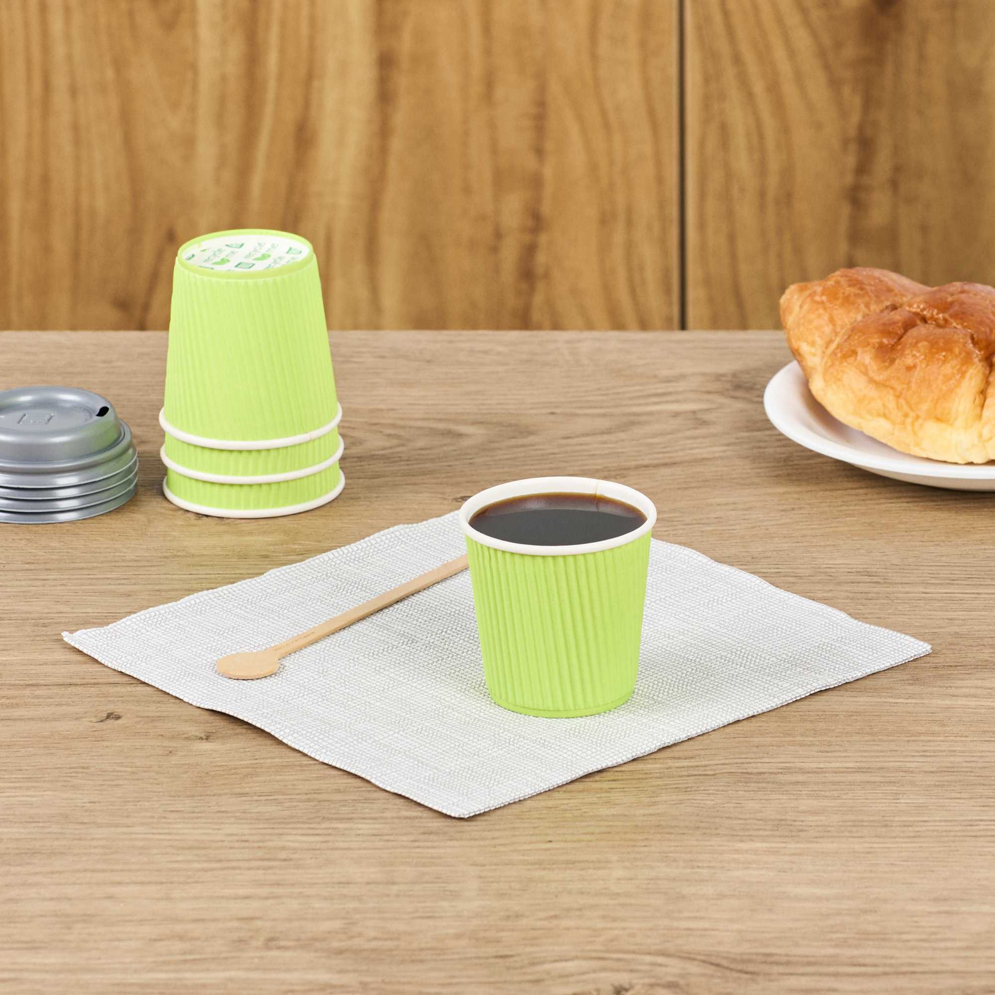 Restpresso 4 oz Eco Green Paper Coffee Cup - Ripple Wall - 2 1/2" x 2 1/2" x 2 1/4" - 500 count box