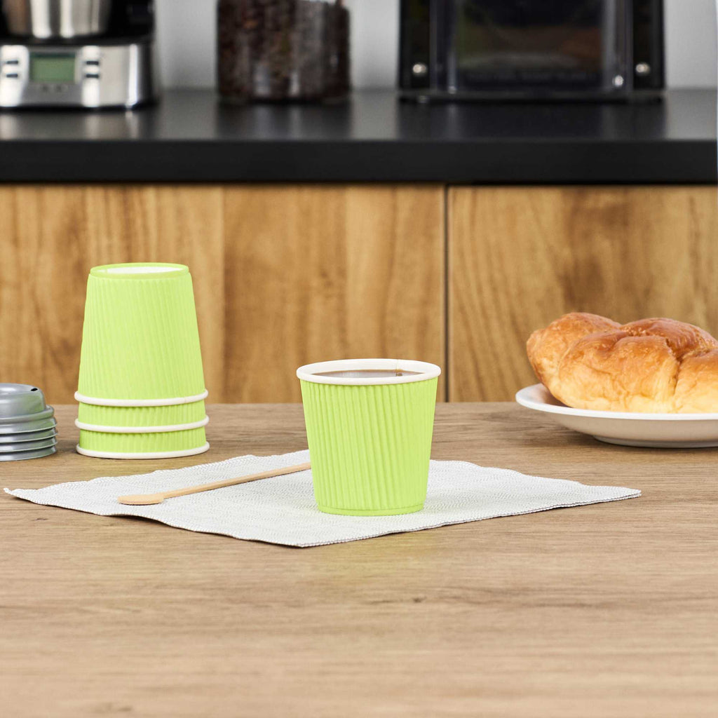Restpresso 4 oz Eco Green Paper Coffee Cup - Ripple Wall - 2 1/2" x 2 1/2" x 2 1/4" - 500 count box