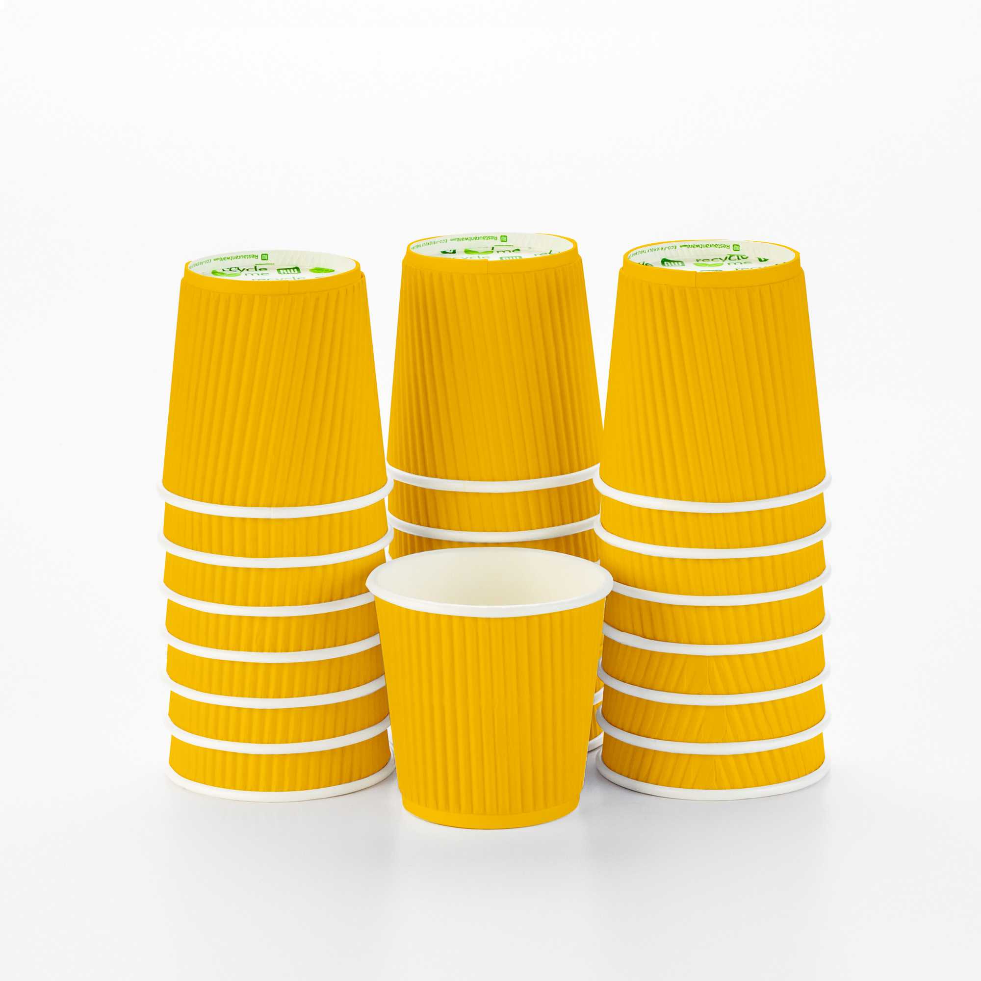 Restpresso 4 oz Yellow Paper Coffee Cup - Ripple Wall - 2 1/2" x 2 1/2" x 2 1/4" - 500 count box