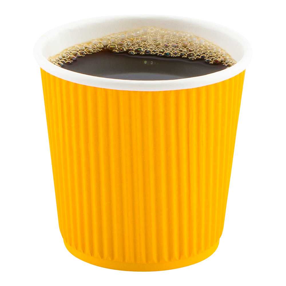Restpresso 4 oz Yellow Paper Coffee Cup - Ripple Wall - 2 1/2" x 2 1/2" x 2 1/4" - 25 count box